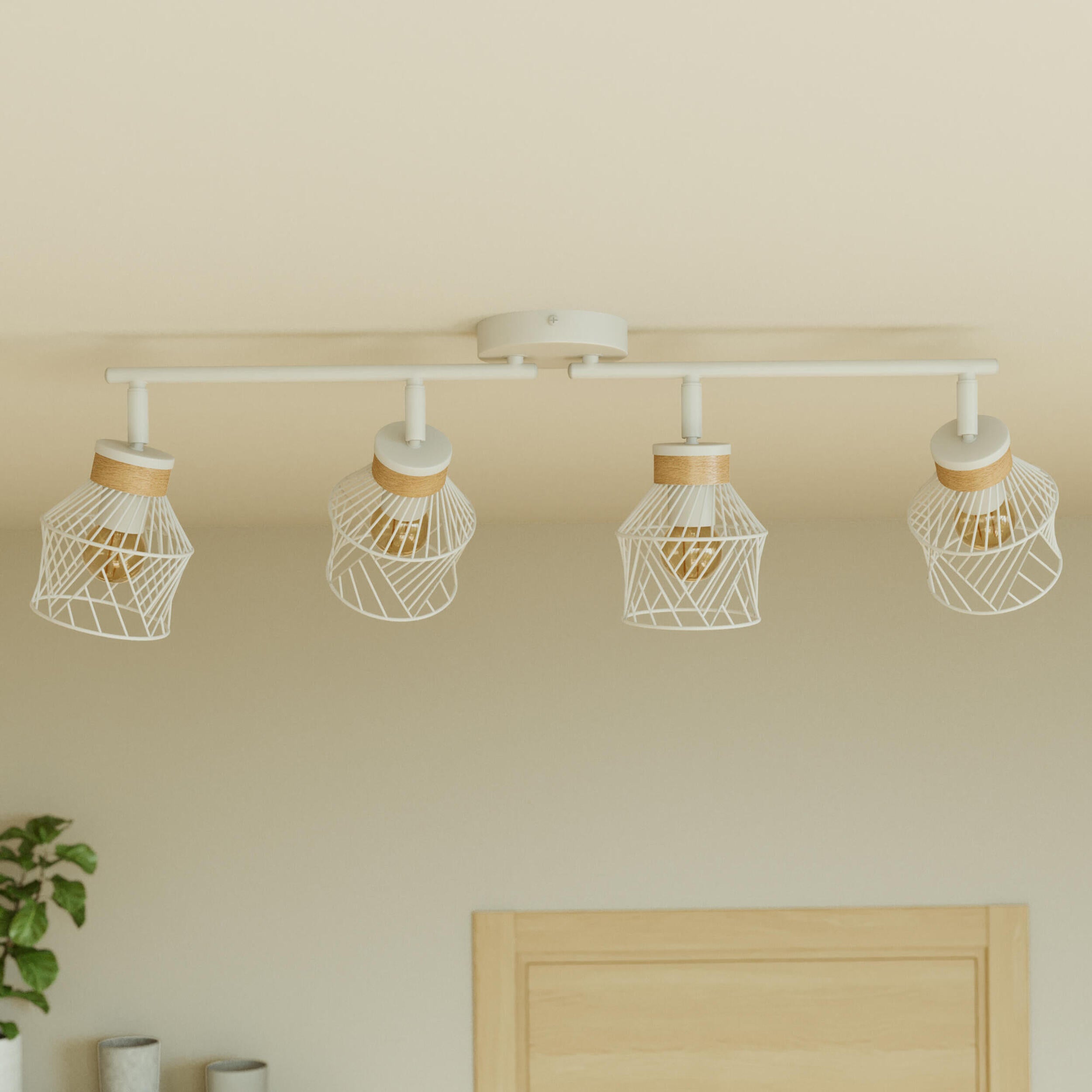 Listwa reflektorowa Kanel biała z drewnem E27 Inspire - 5