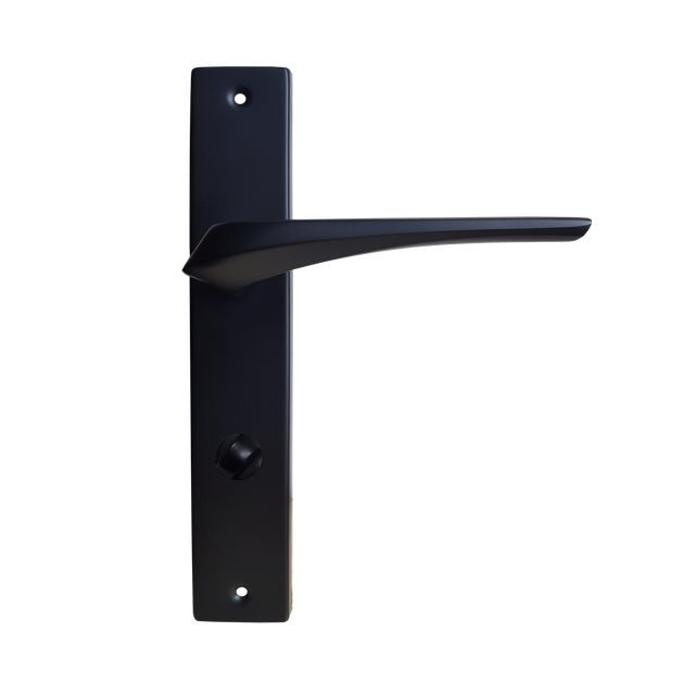 Klamka do drzwi wewnętrznych z długim szyldem do wc Adel czarna Domino