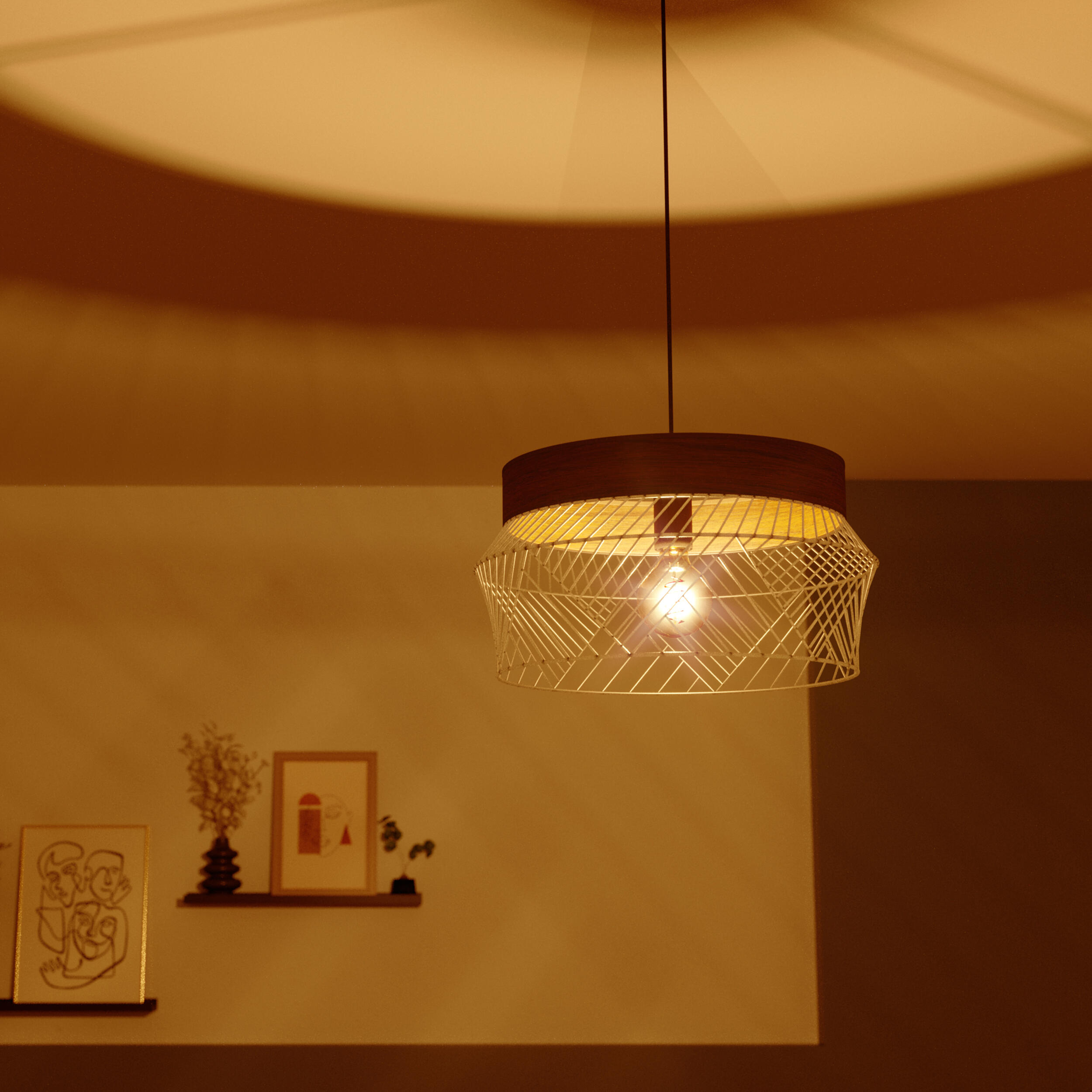 Lampa wisząca Kanel czarna z drewnem E27 Inspire - 14