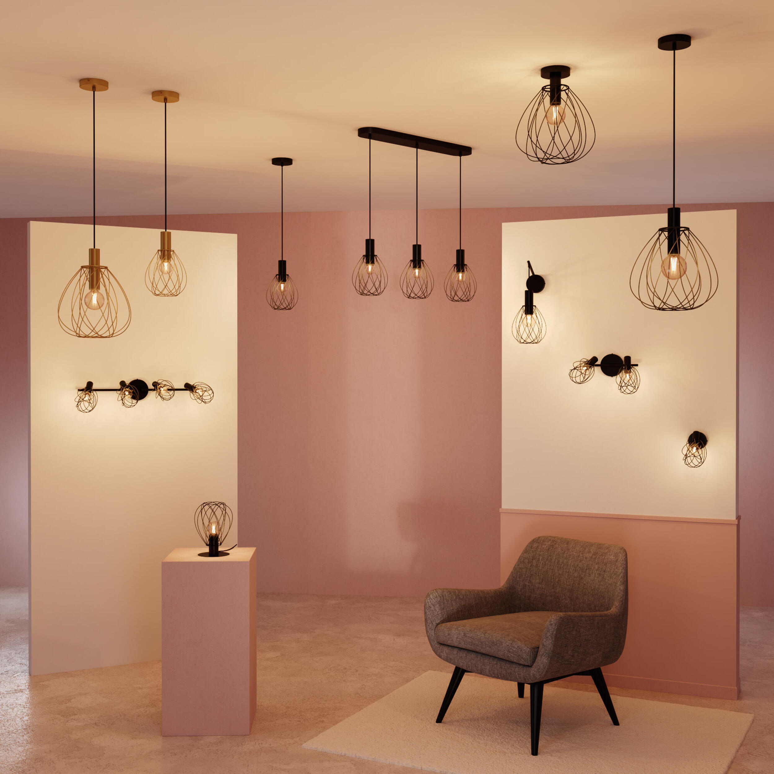 Lampa wisząca Merone mosiądz E27 Inspire - 17