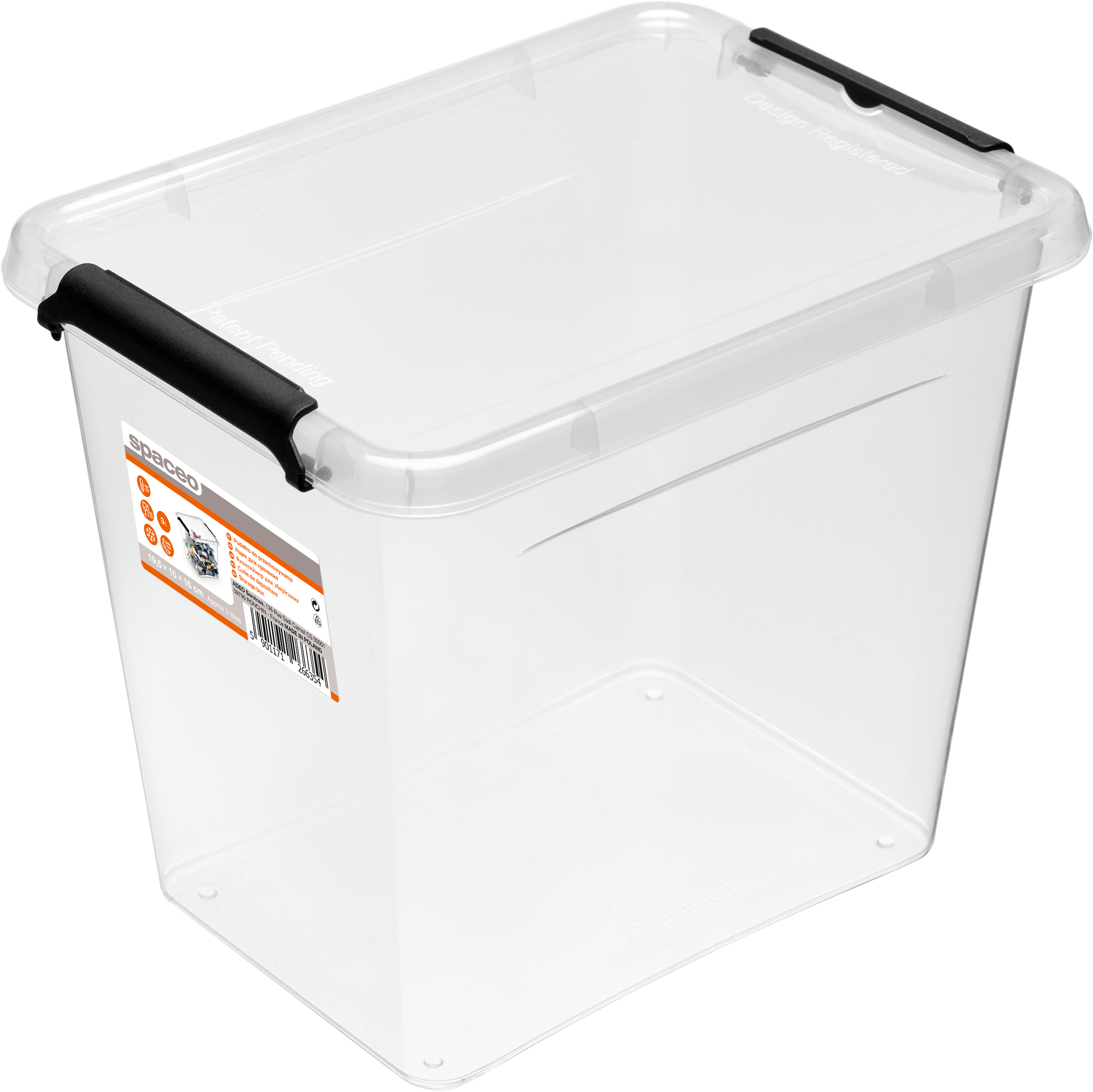 Pojemnik z klipsami 3 l 15 x 16 x 19.5 cm Spaceo