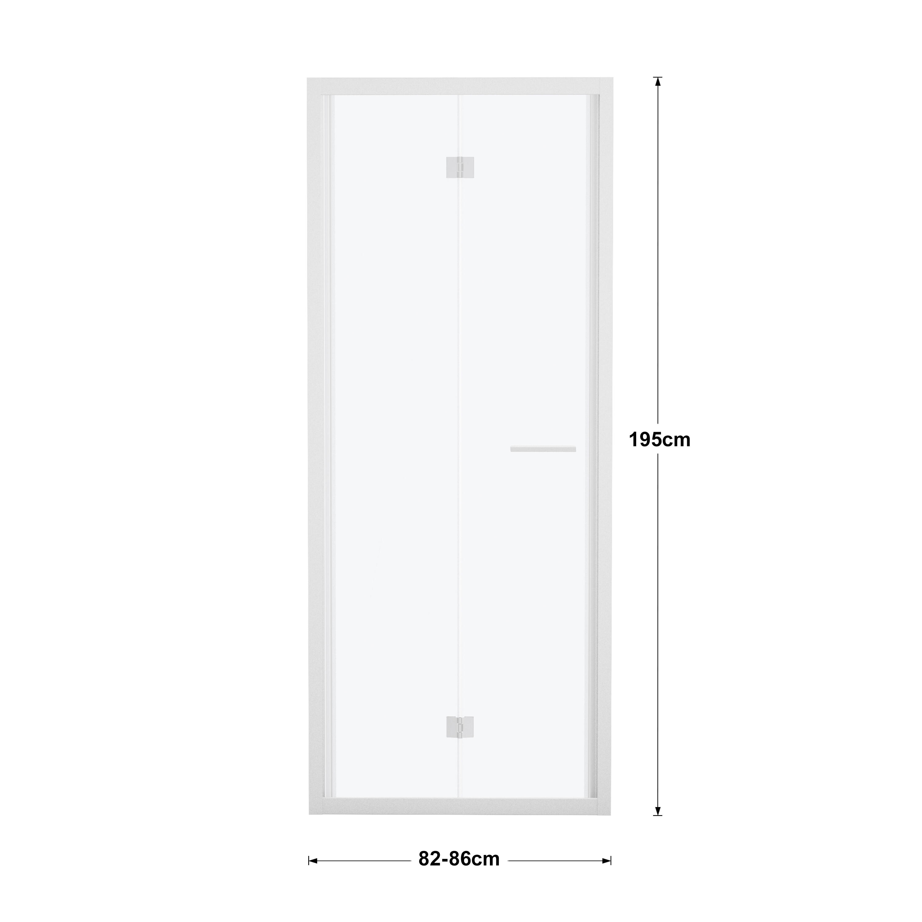 Porta doccia pieghevole Record, L 82-86 cm x H 195 cm x SP 6 mm, profilo bianco, vetro smerigliato - 5