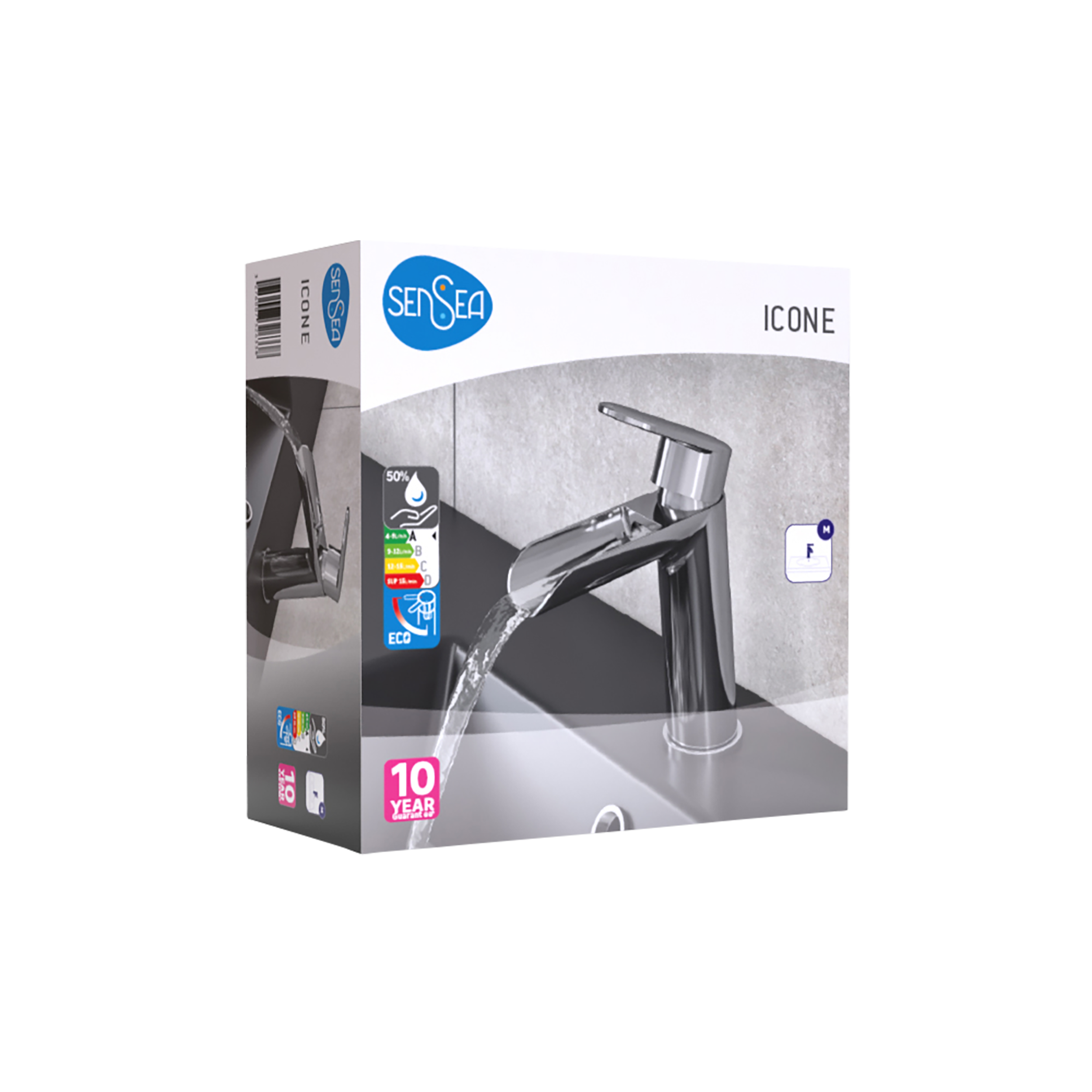 Grifo de lavabo SENSEA Icone bimando cromo brillo. Apertura en frío. Latón - 7