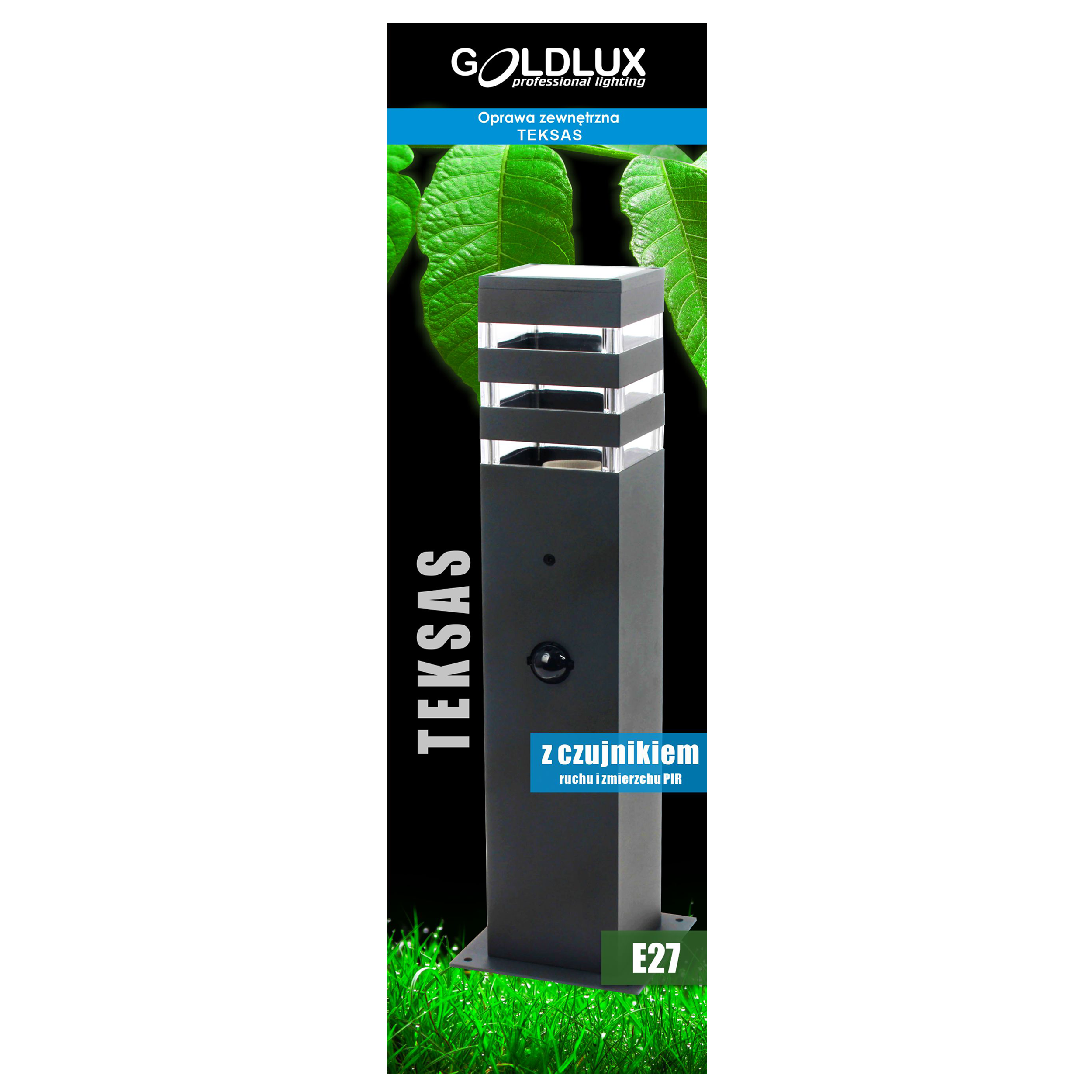 Lampa zewnętrzna ogrodowa słupek Teksas z czujnikiem E27 44 cm grafit IP44 Goldlux - 14