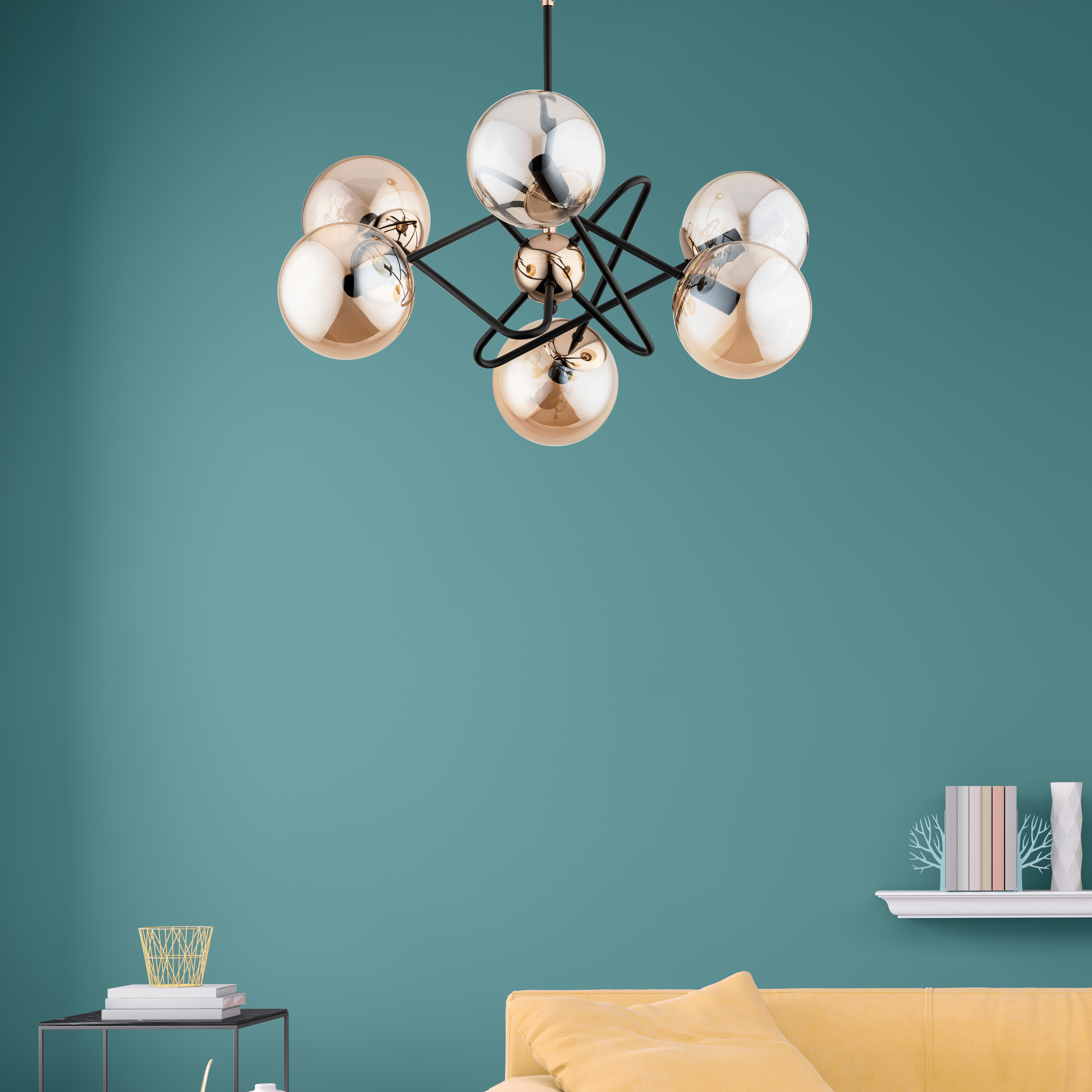 Lampa wisząca Virginia złota 6 x E14 Alfa - 2