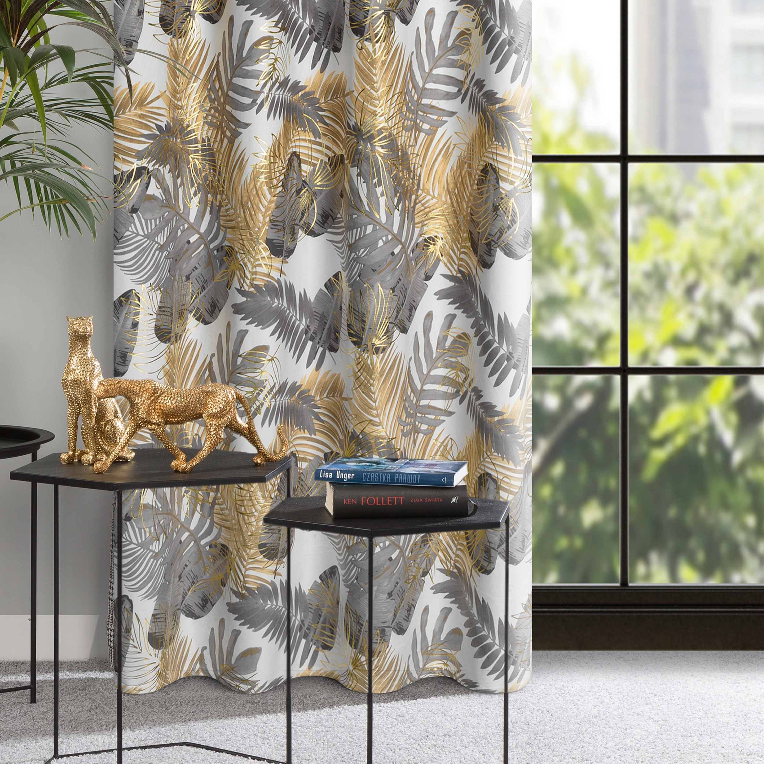 Zasłona Bali beżowo-żółta 140 x 250 cm na przelotkach - 2