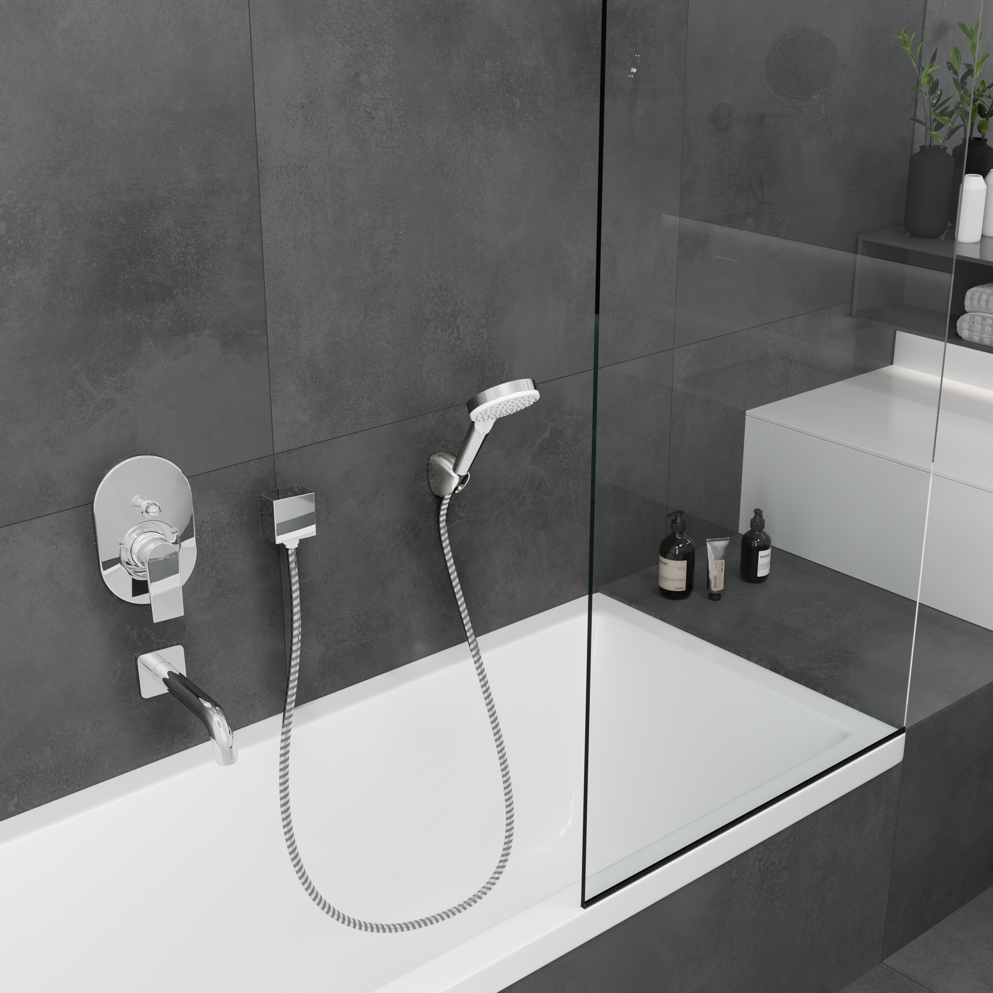 Zestaw prysznicowy punktowy rączka, wąż i uchwyt chromowany Blend Ecosmart HANSGROHE - 3