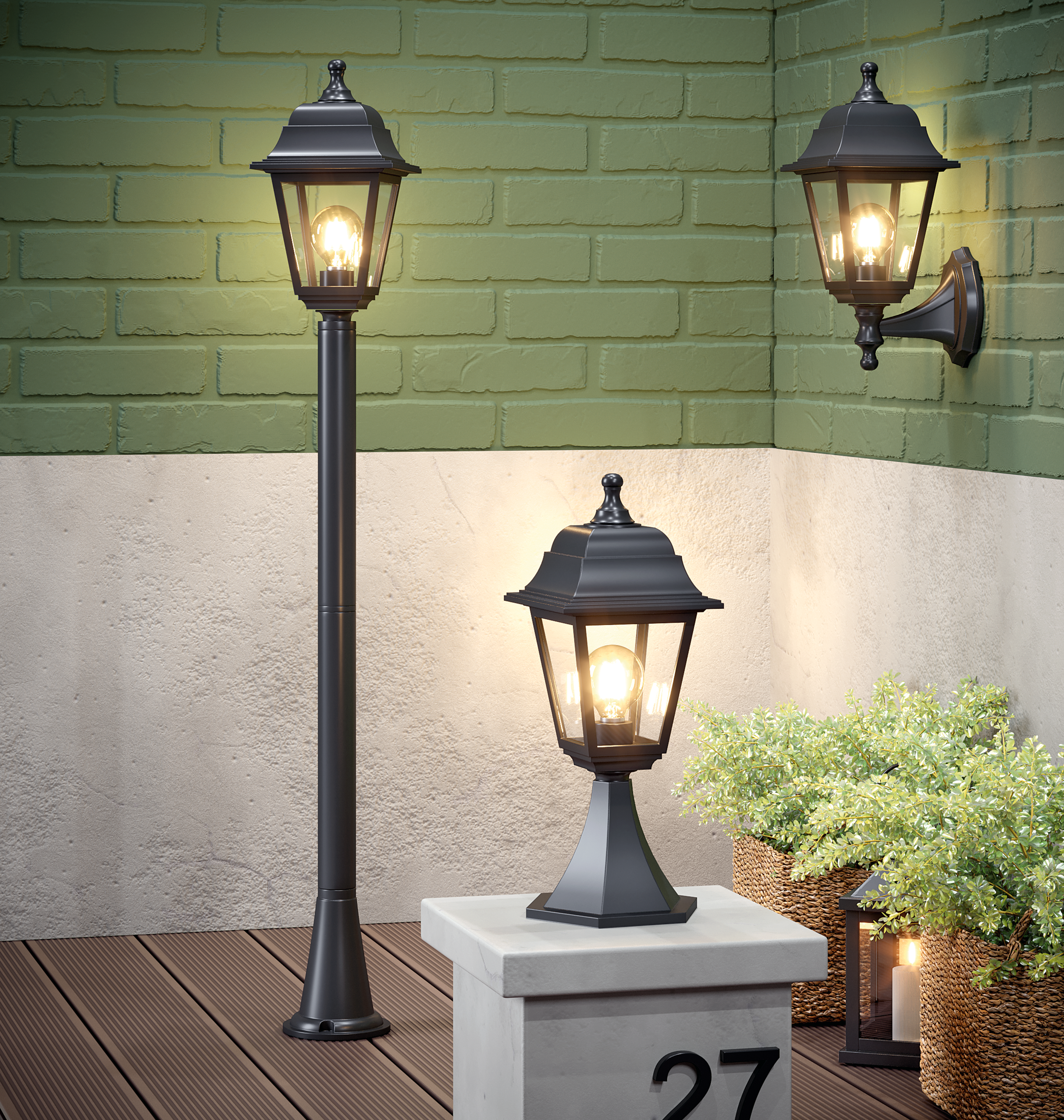 Baliza de jardín exterior E27 Sima 40.5 cm negro resistencia IP44 - 3