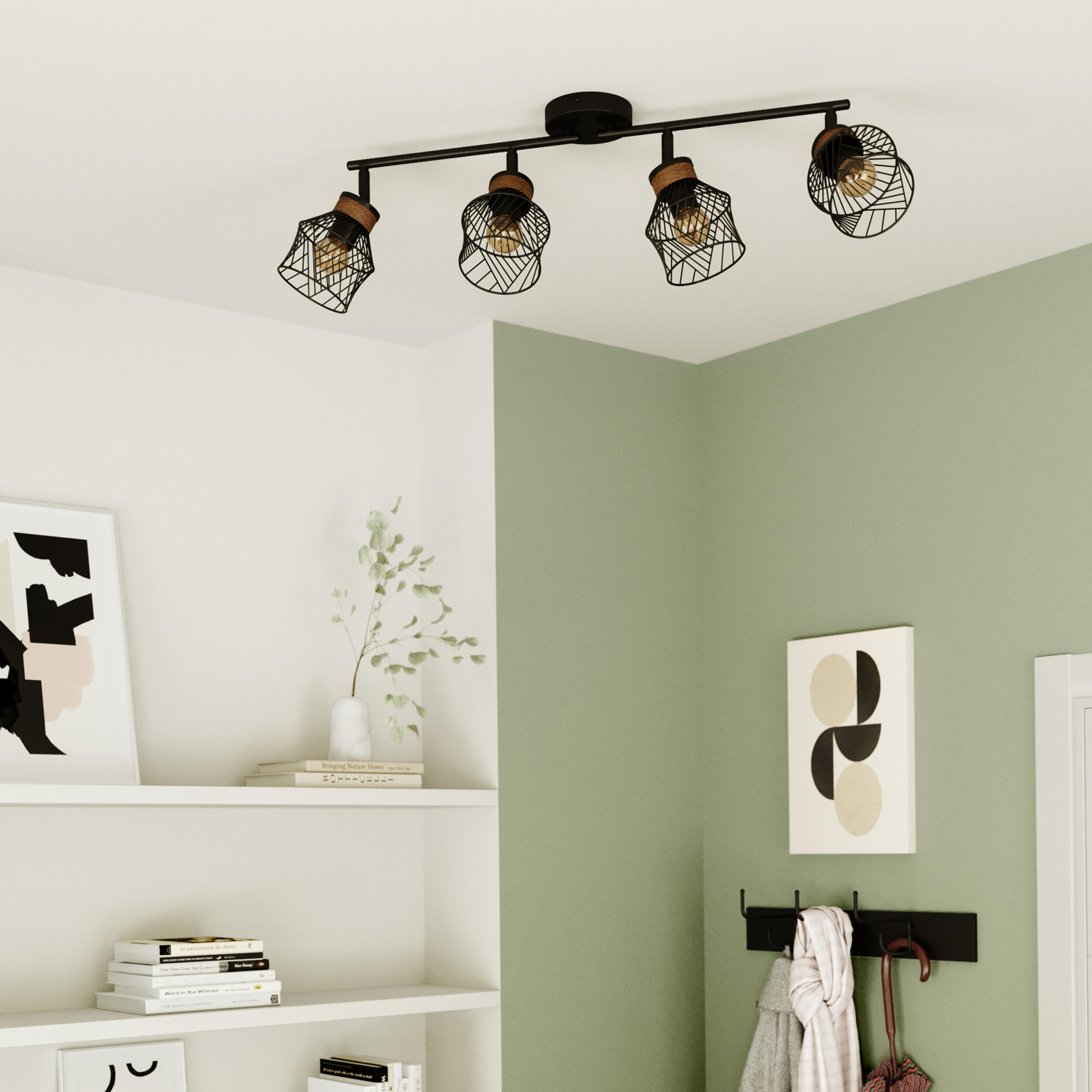 Listwa reflektorowa Kanel czarna z drewnem E27 Inspire - 4