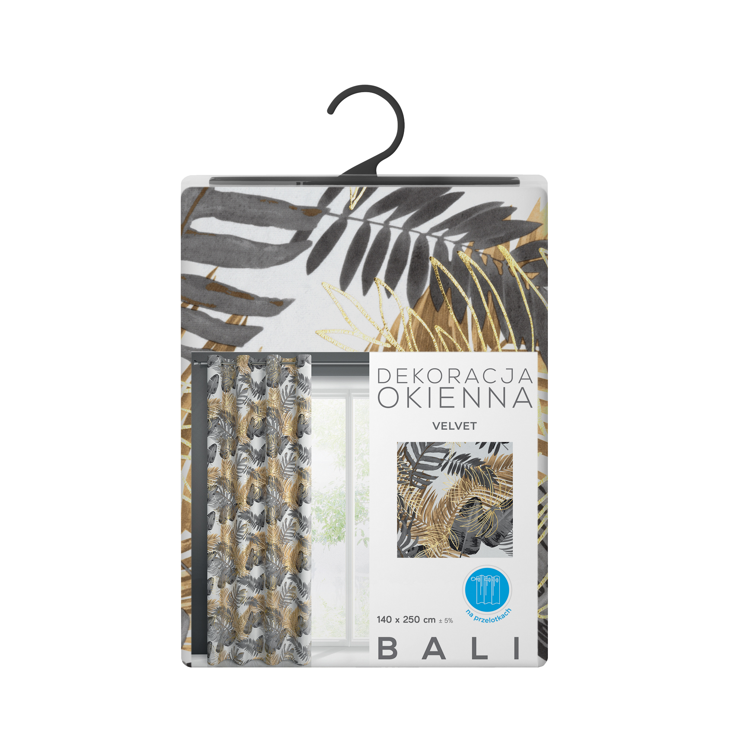 Zasłona Bali beżowo-żółta 140 x 250 cm na przelotkach - 4