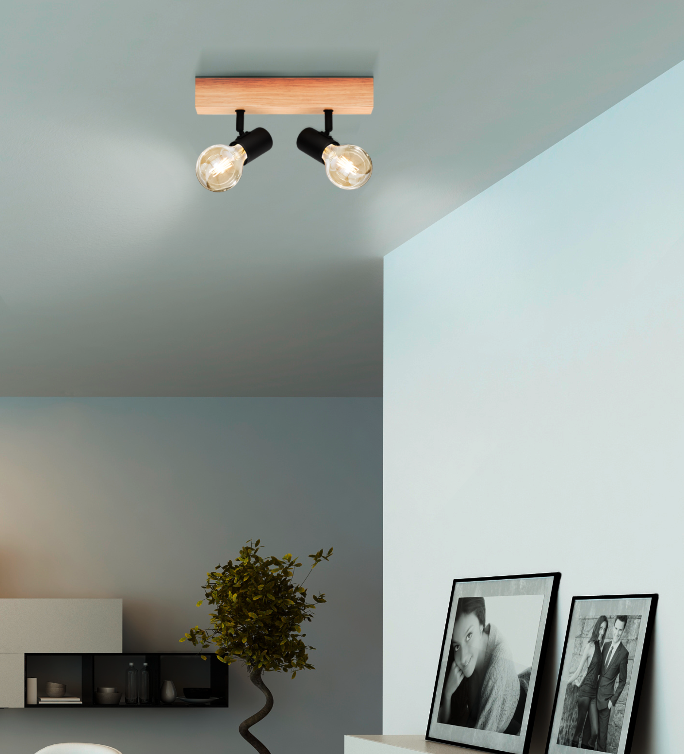 Faretto decorativo senza fonte luminosa TOWNSHEND in legno marrone E27 EGLO 2 luci - 2