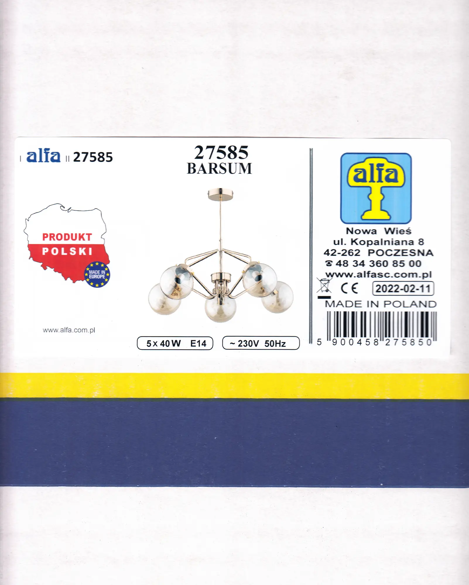 Lampa wisząca Barsum złota 5 x E14 Alfa - 4