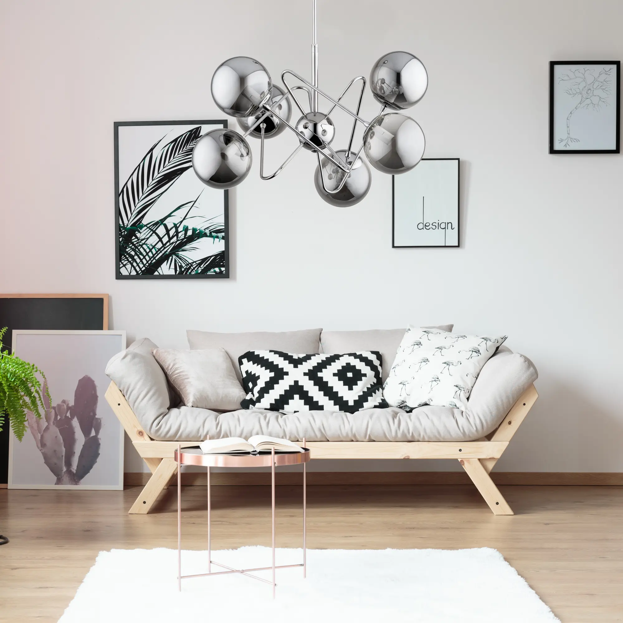 Lampa wisząca Cantara srebrna 6 x E14 Alfa - 2