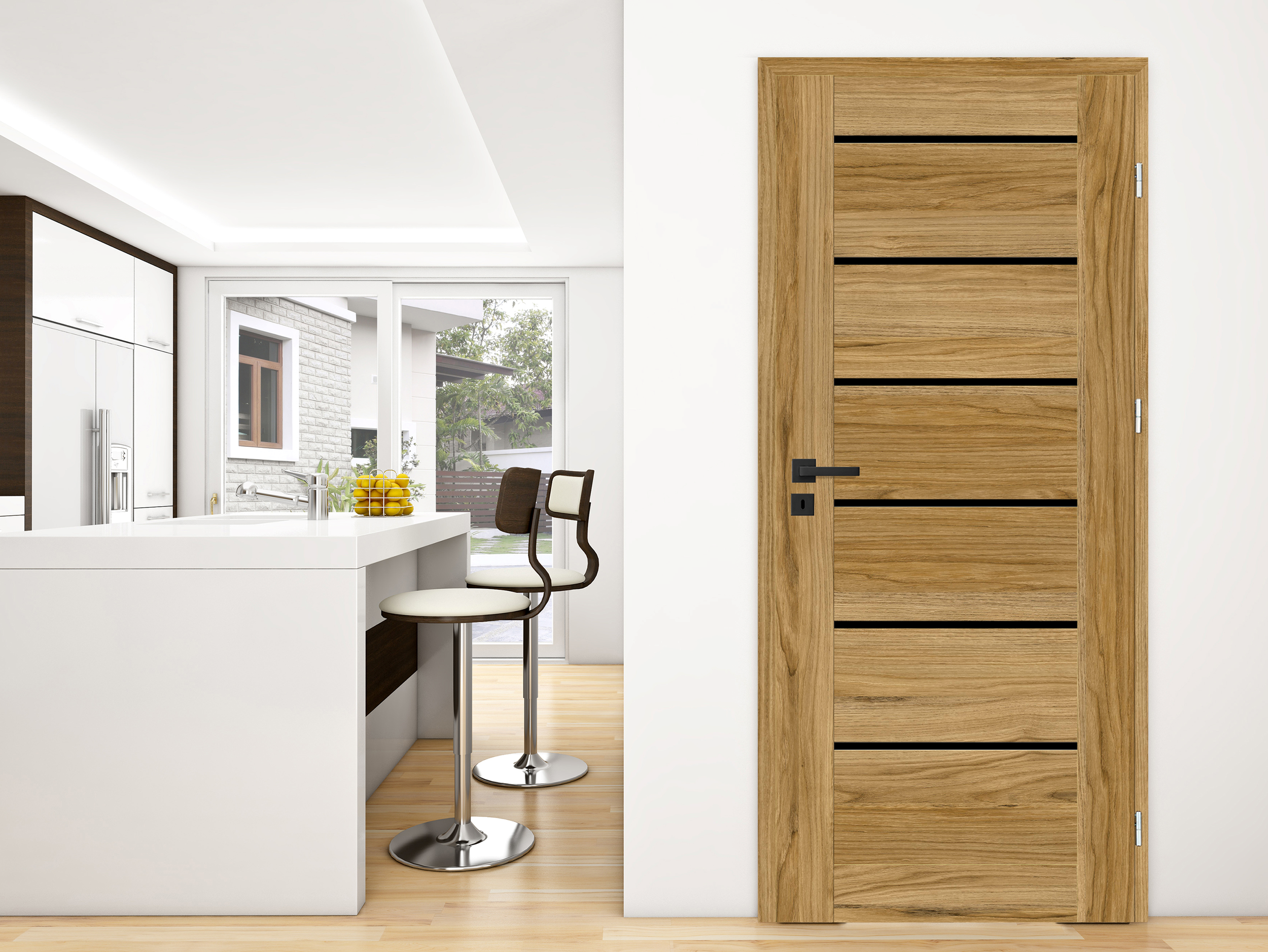 Drzwi wewnętrzne pokojowe Minos Black dąb catania czarna szyba 80 prawe Nawadoor - 3