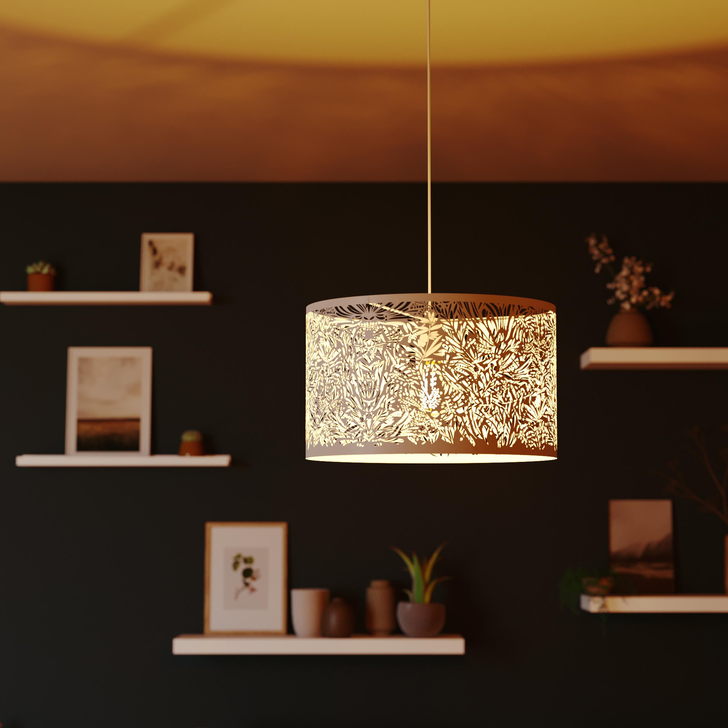 Lámpara de techo colgante de acero blanca 1 luz E27 Frella INSPIRE 38 cm - 3