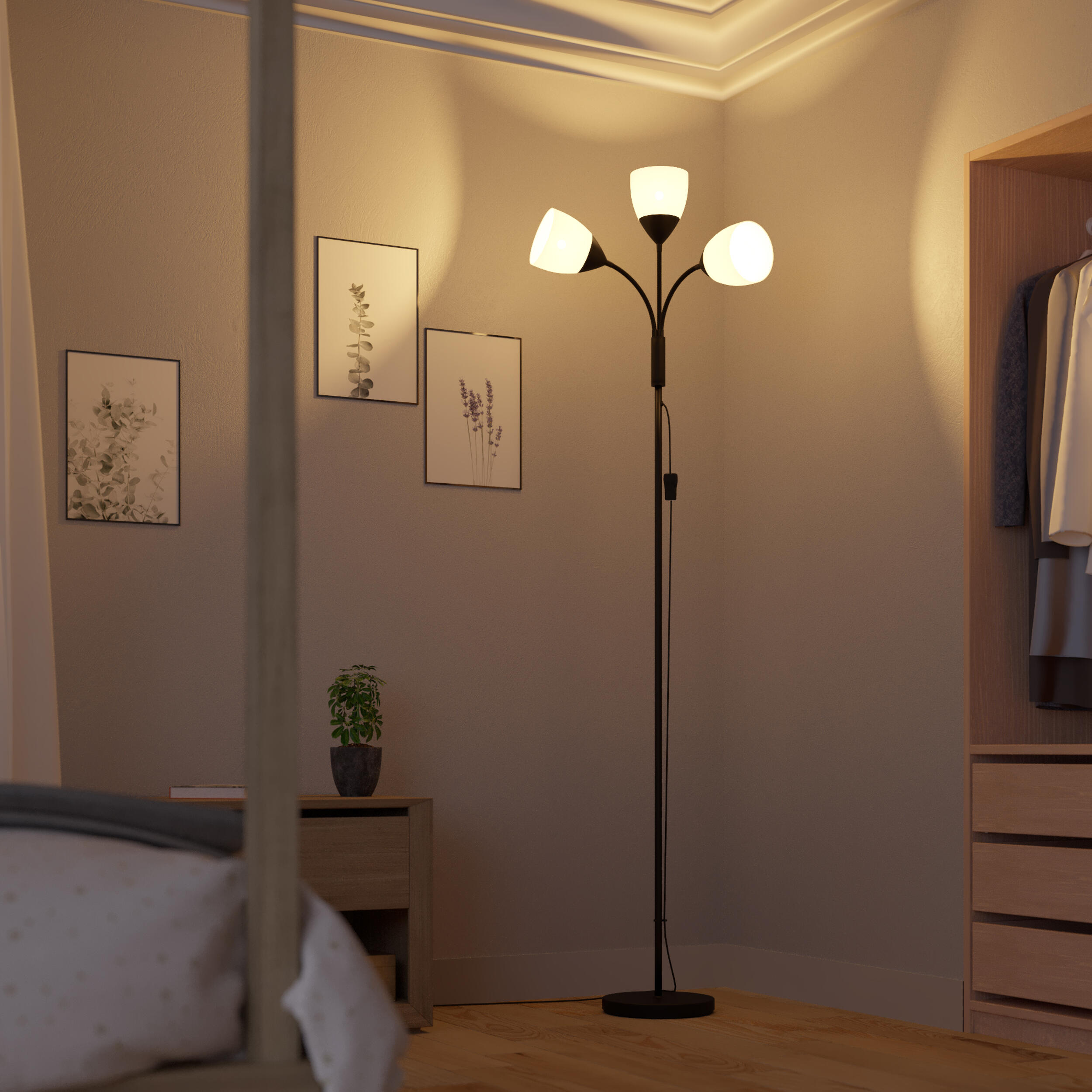 Lampa podłogowa Dahila czarna 3 x E27 Inspire - 3