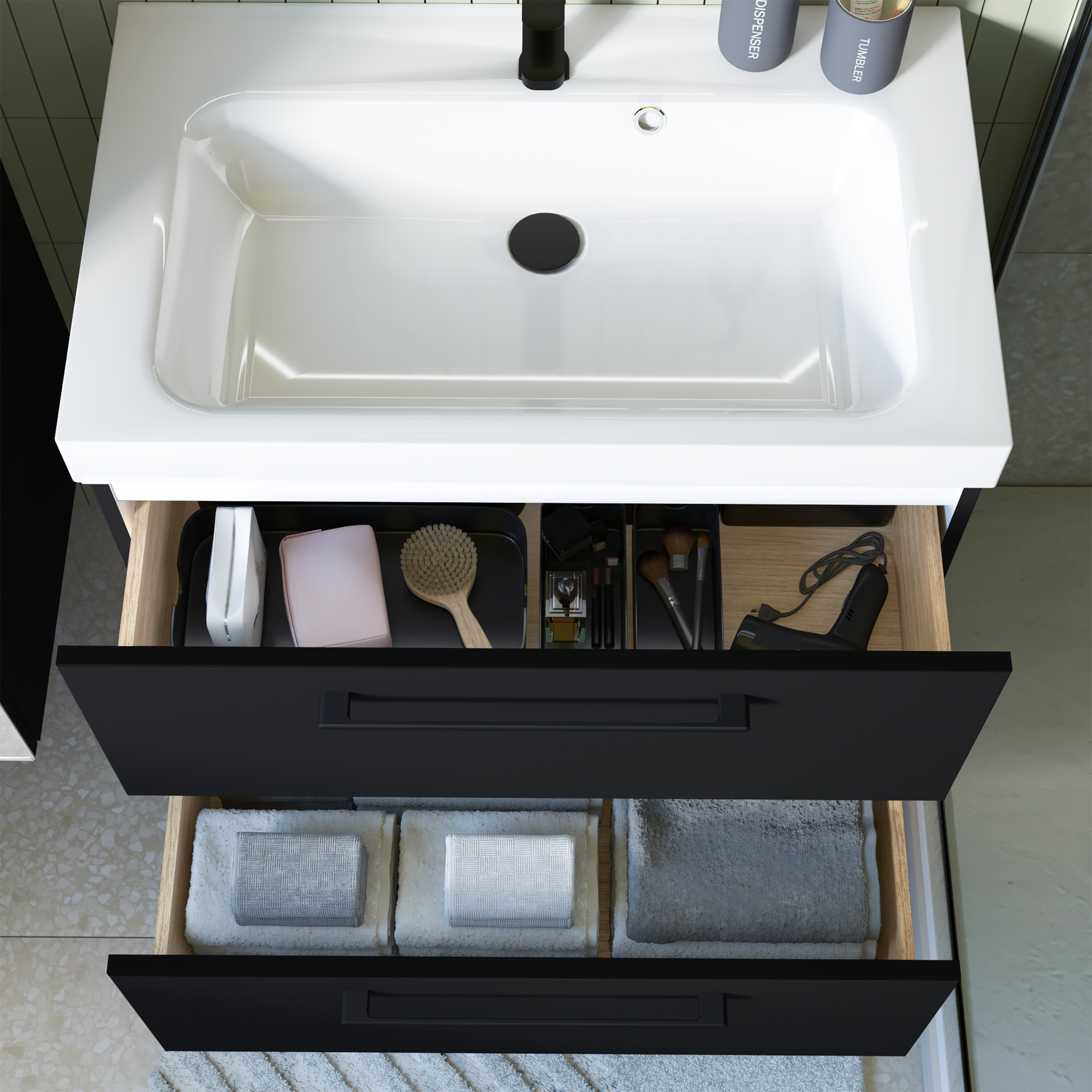 Szafka pod umywalkę Remix Black Mat 75 Sensea - 10