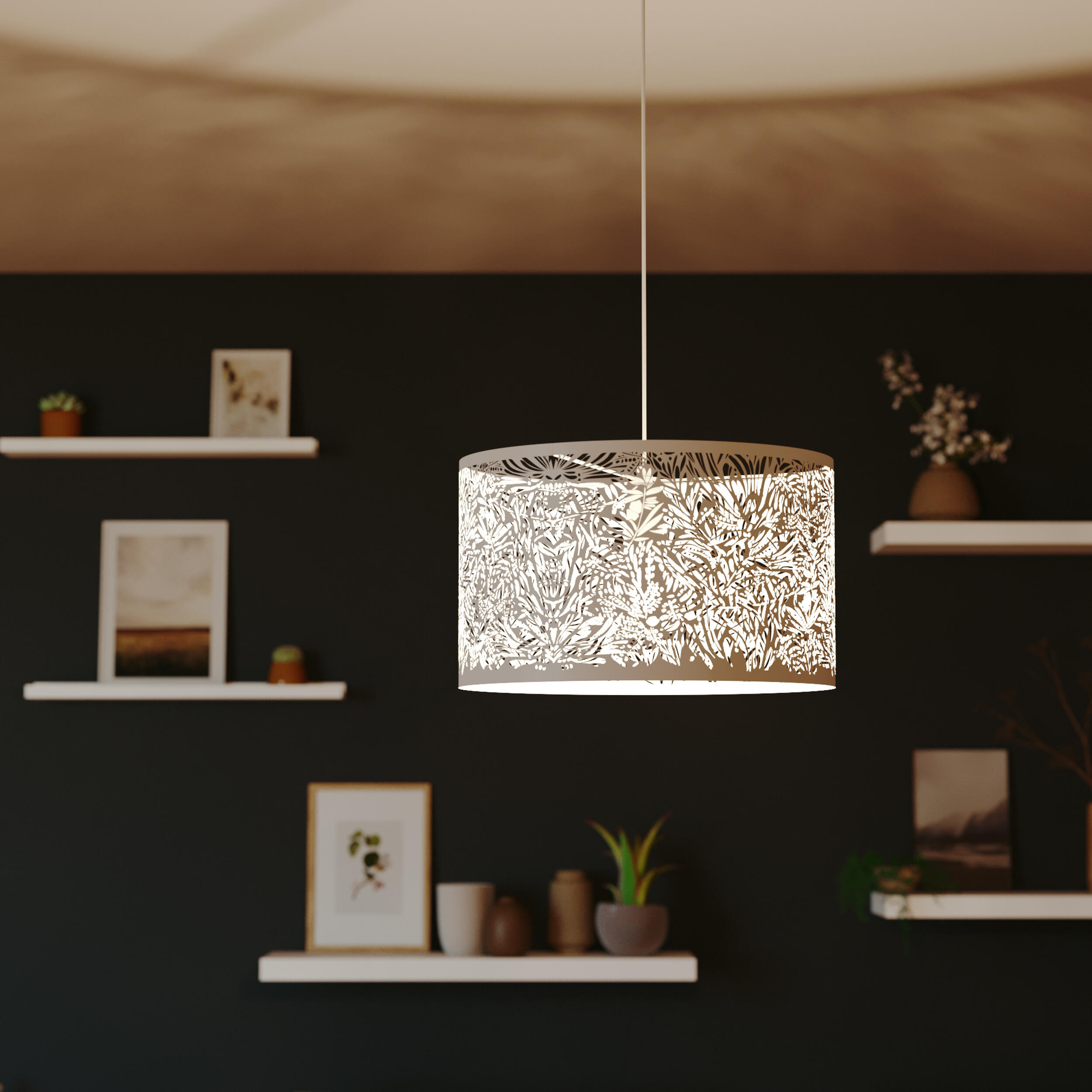 Lámpara de techo colgante de acero blanca 1 luz E27 Frella INSPIRE 38 cm - 2