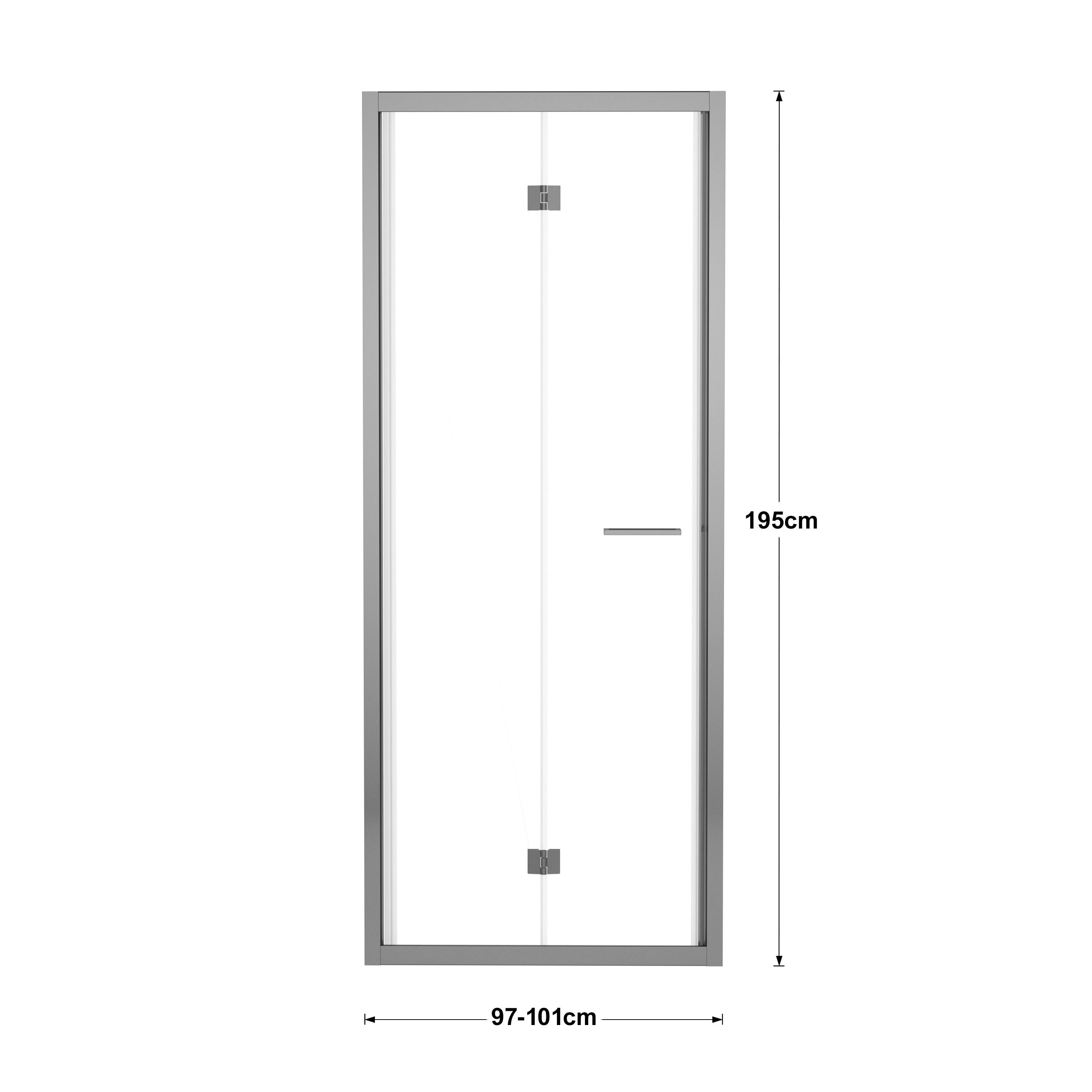 Porta doccia pieghevole L 97-101 cm x H 195 cm per nicchia in vetro trasparente SP. 6 mm, profilo lucido cromo, serie Record - 5