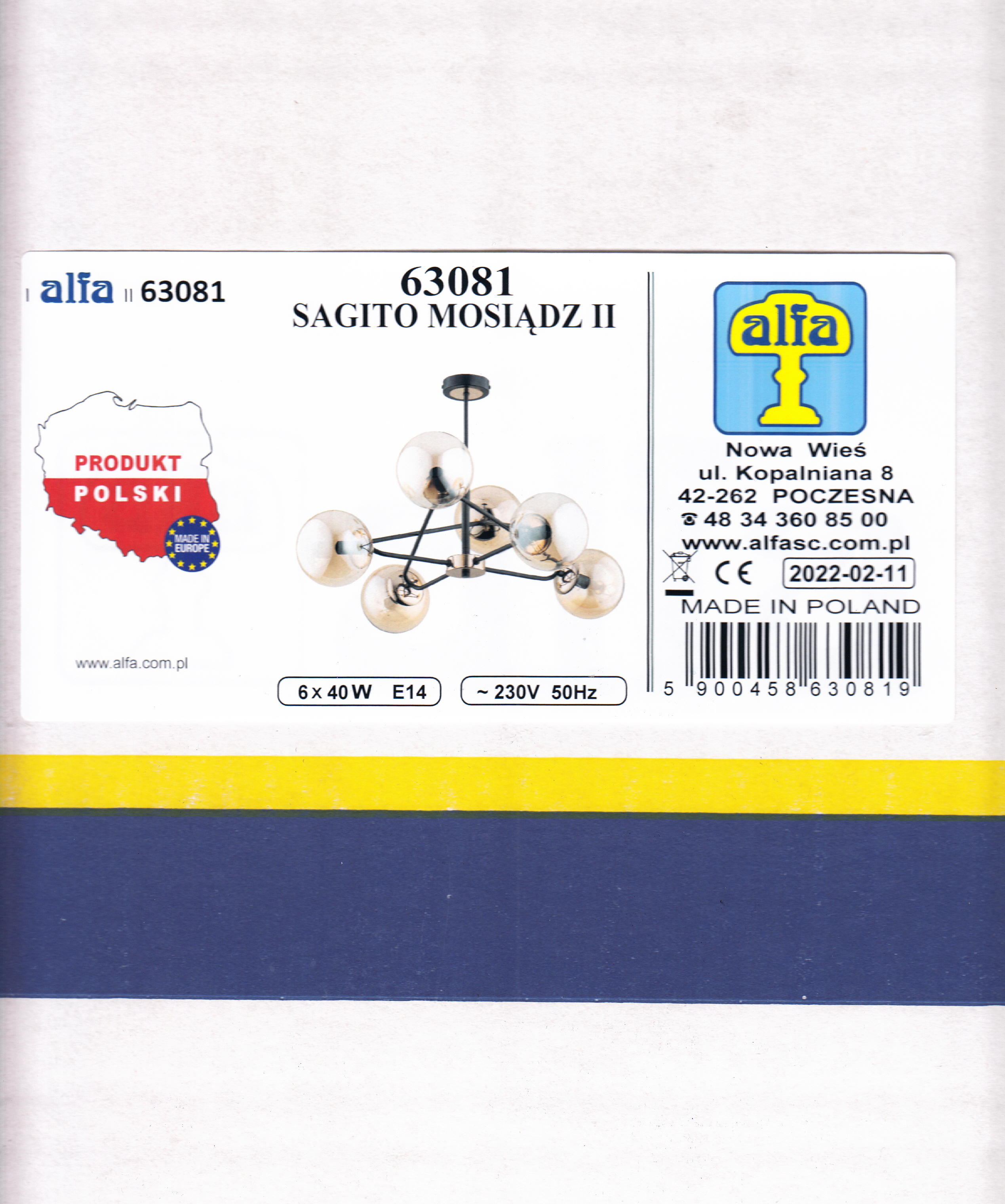 Lampa wisząca Sagito brązowa 6 x E14 Alfa - 4
