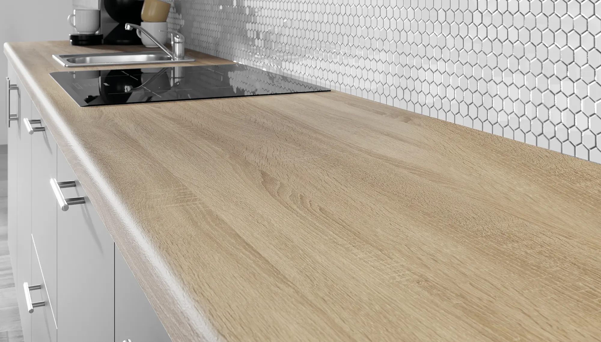 Blat kuchenny laminowany dąb sonoma 613L R13 2.8x60x305 cm - 5