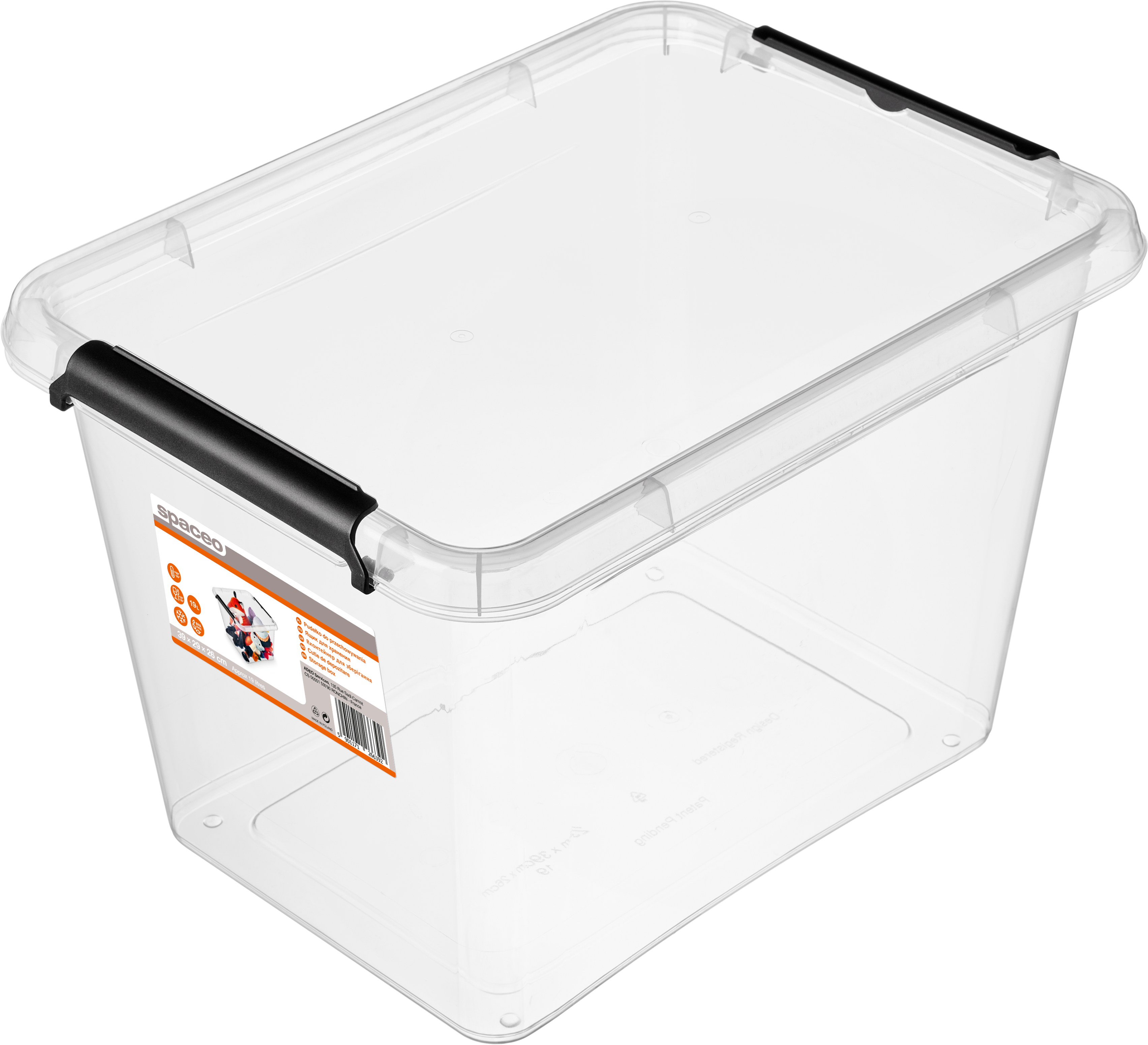 Pojemnik z klipsami transparentny 19 l 29 x 26 x 39 cm Spaceo