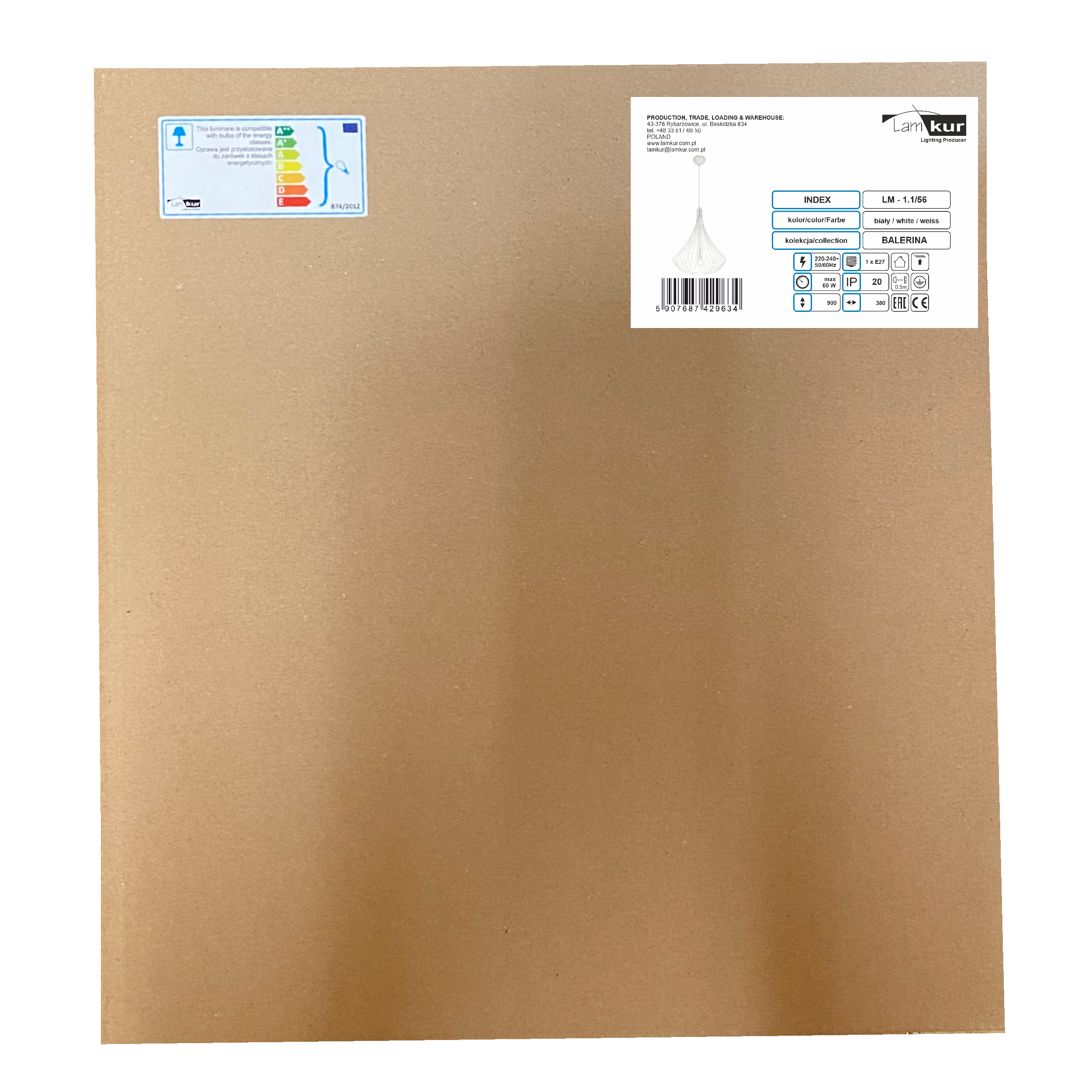 Lampa wisząca Balerina biała E27 Lamkur - 7