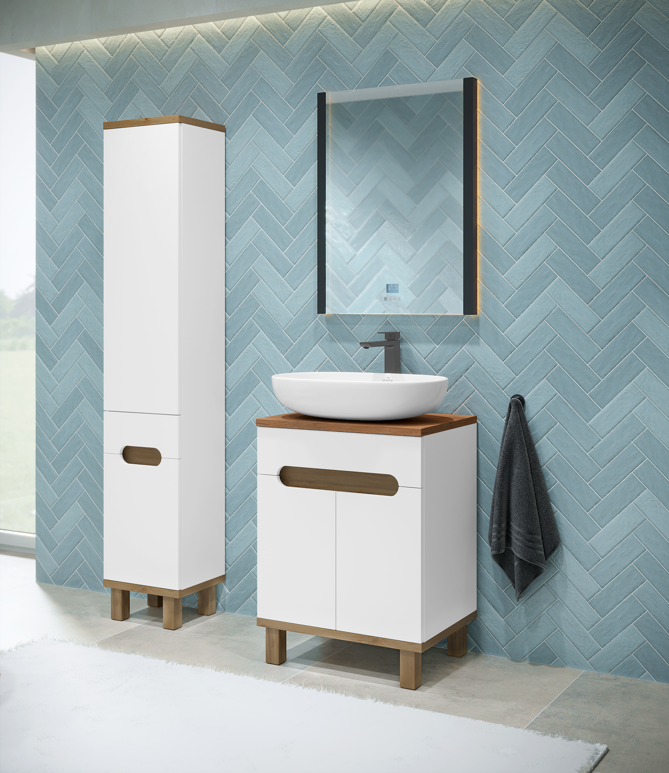 Umywalka ceramiczna nablatowa Teja 60 Invena - 10