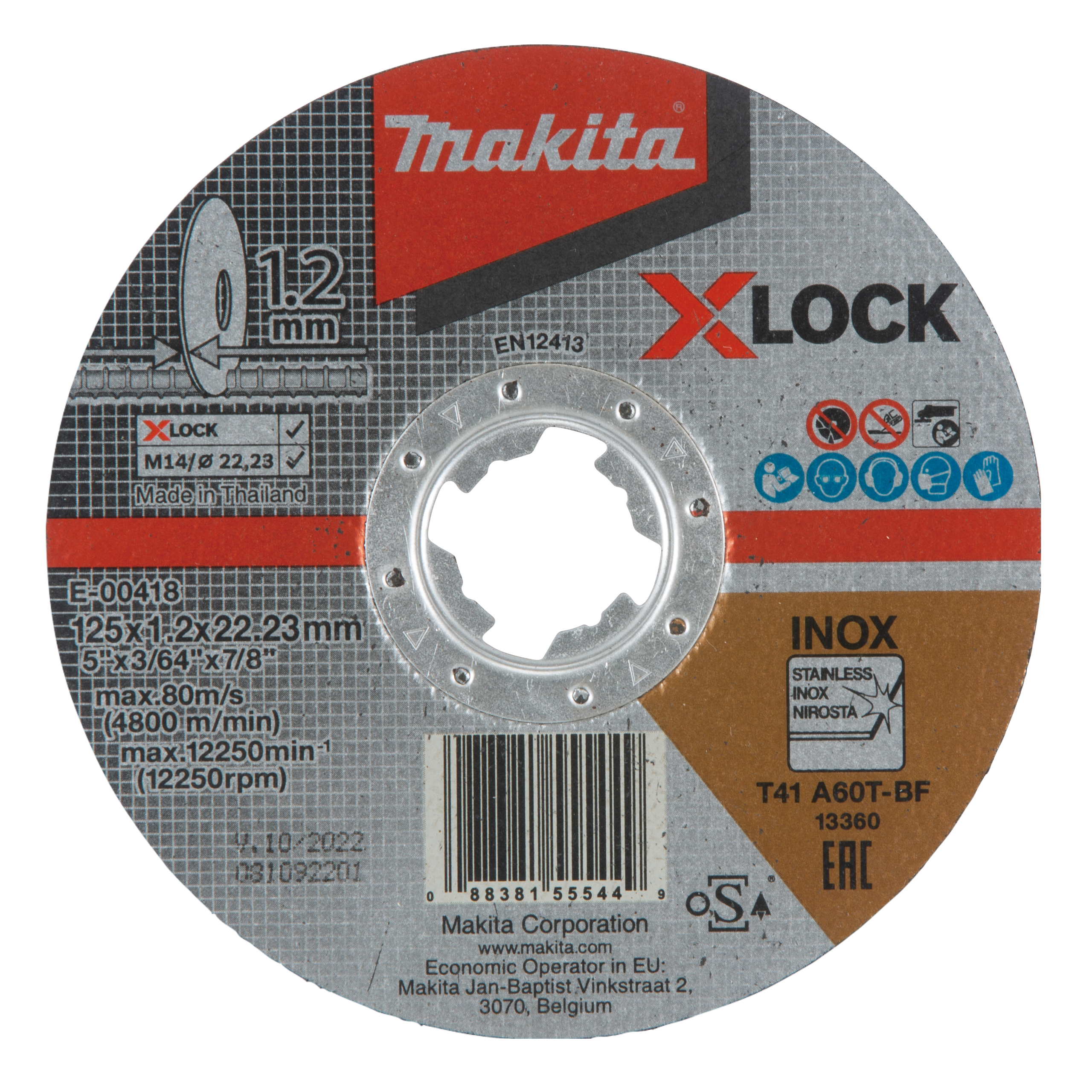 Tarcza tnąca do metalu 125x1.2x22 mm X-LOCK E-00418 Makita