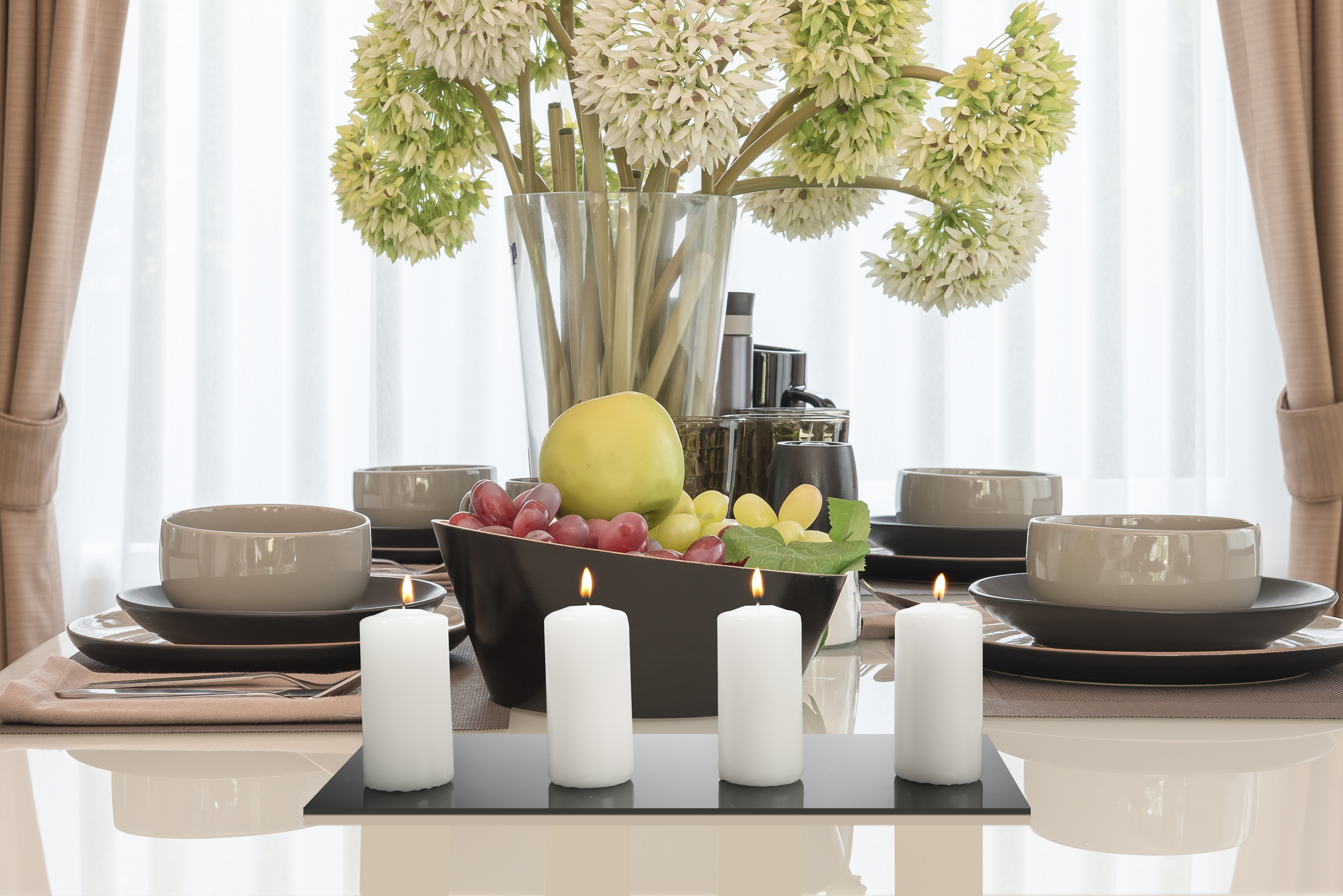 Świeca pieńkowa 4 szt. białe wys. 8 cm - 6