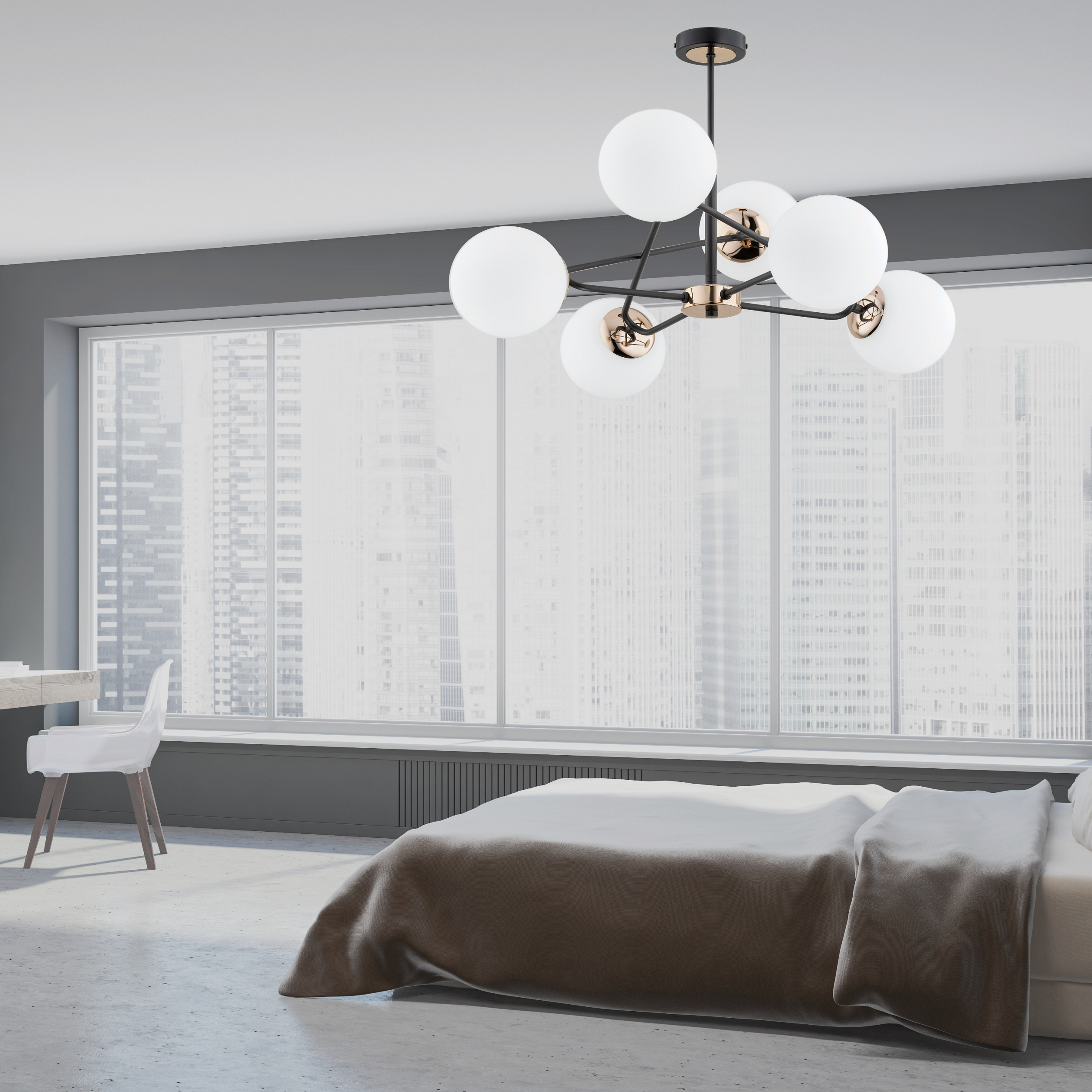 Lampa wisząca Sagito biała 6 x E14 Alfa - 3