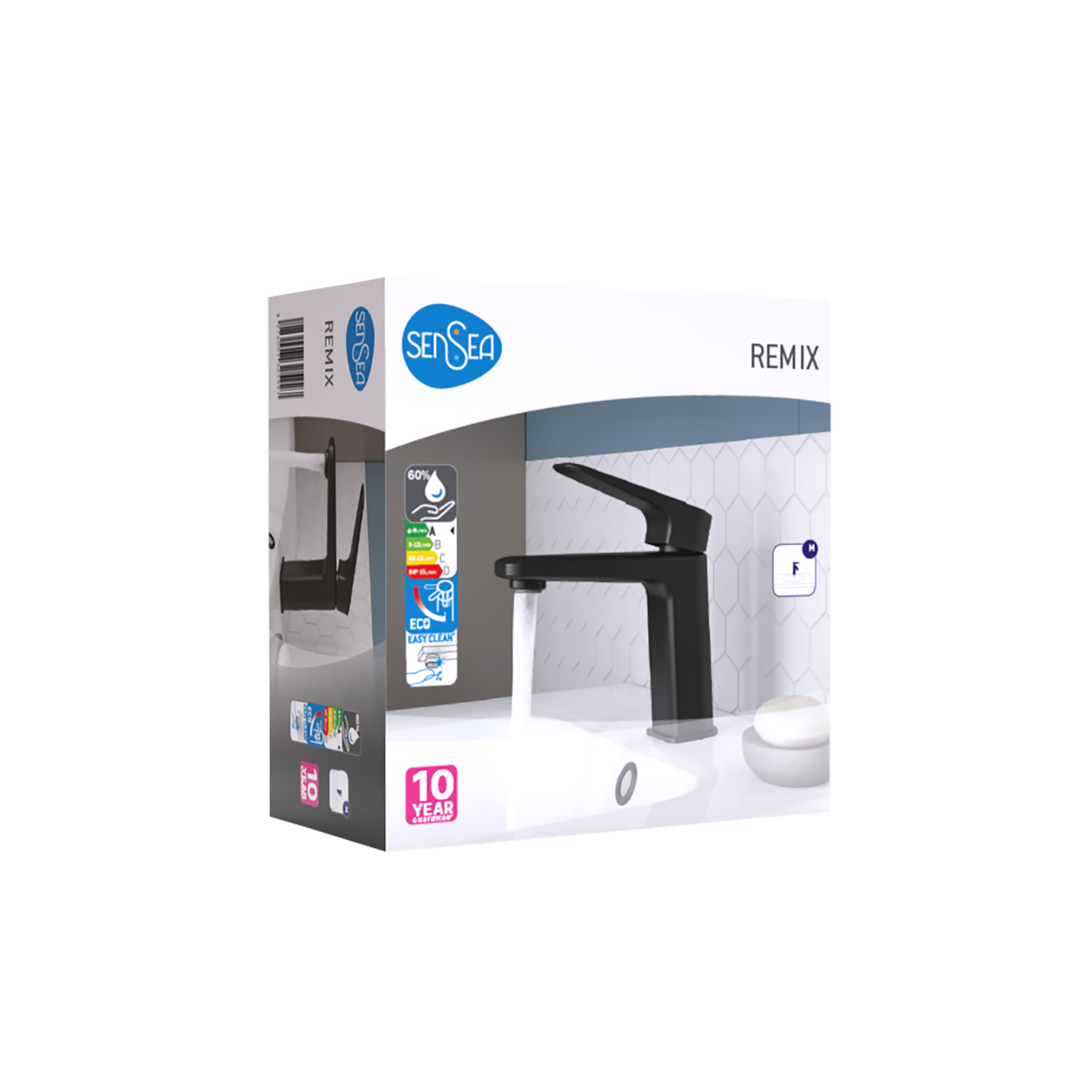 Bateria umywalkowa czarna 18 cm Remix Sensea - 12