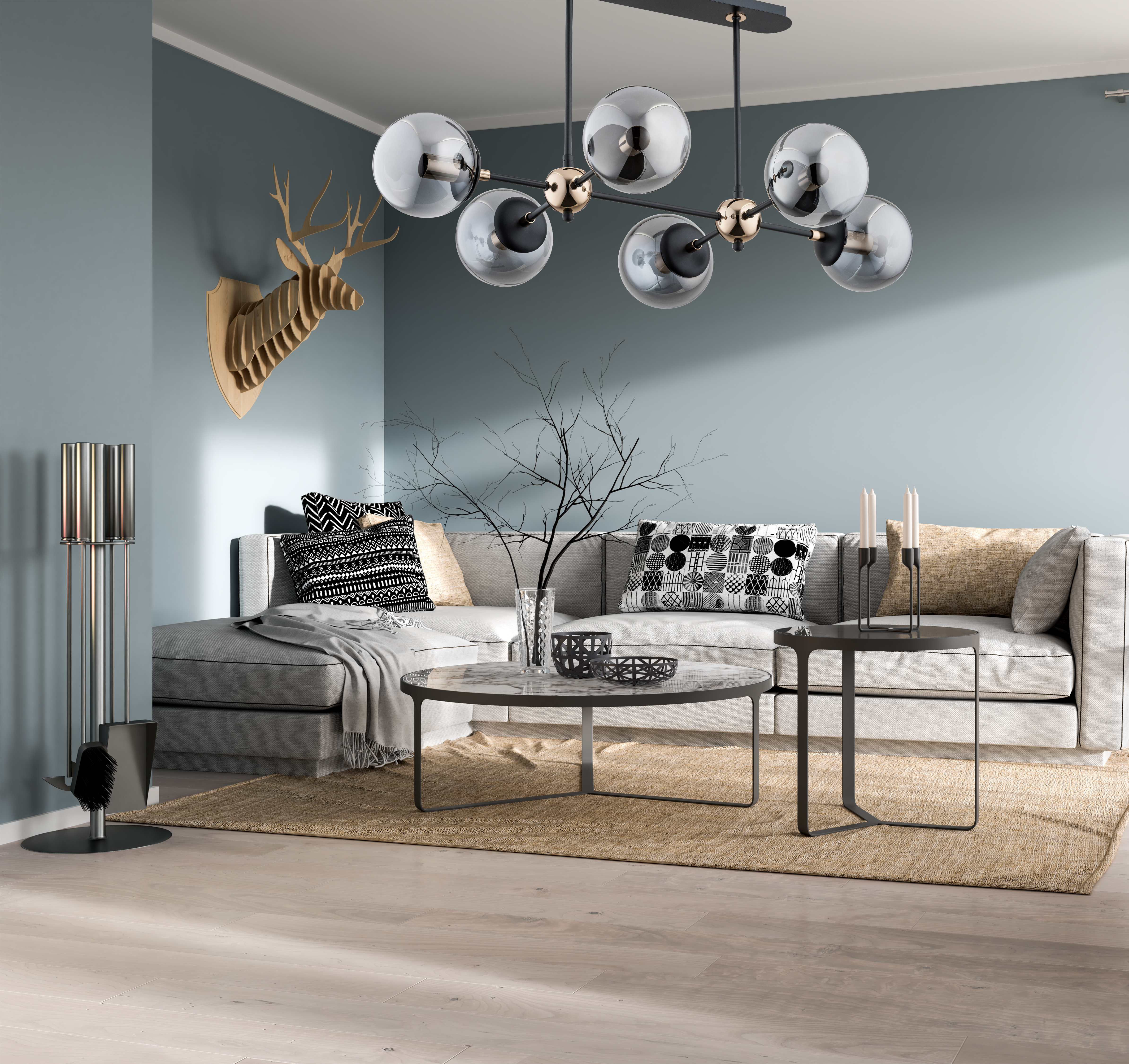 Lampa wisząca Denar srebrna 6 x E14 Alfa - 2