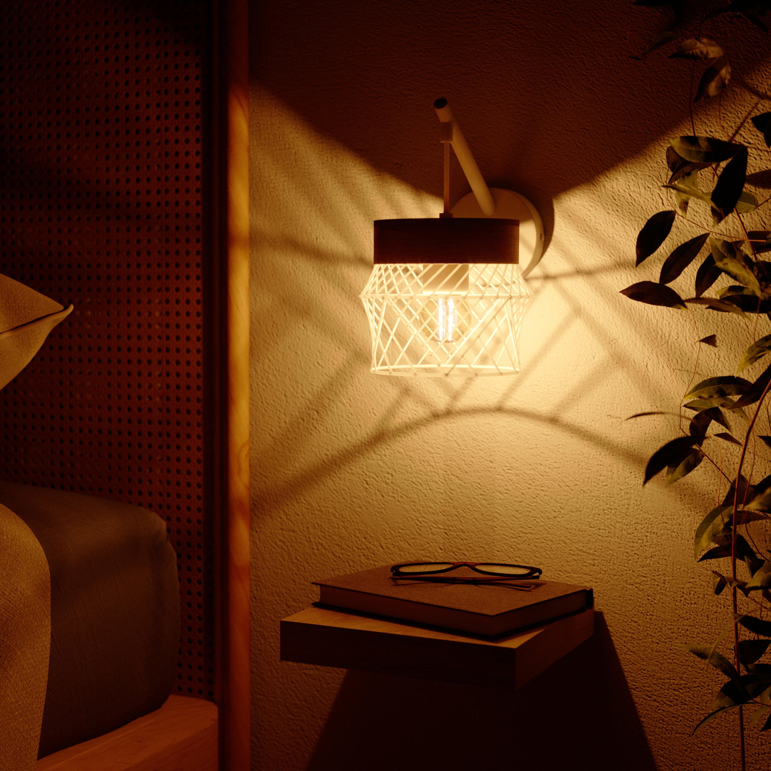 Kinkiet Kanel biały z drewnem E27 Inspire - 10