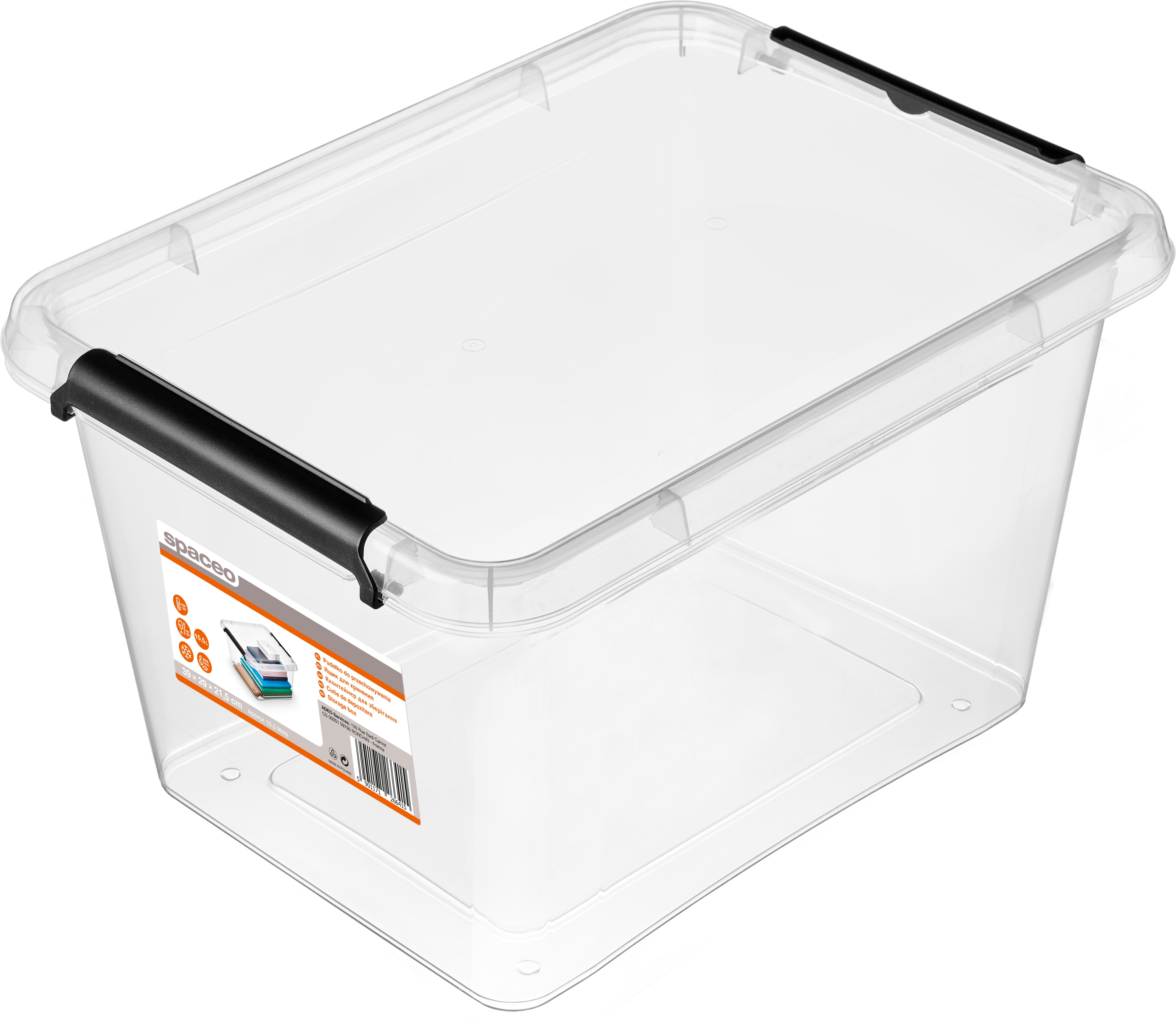 Pojemnik z klipsami 15.5 l 29 x 21.5 x 39 cm Spaceo