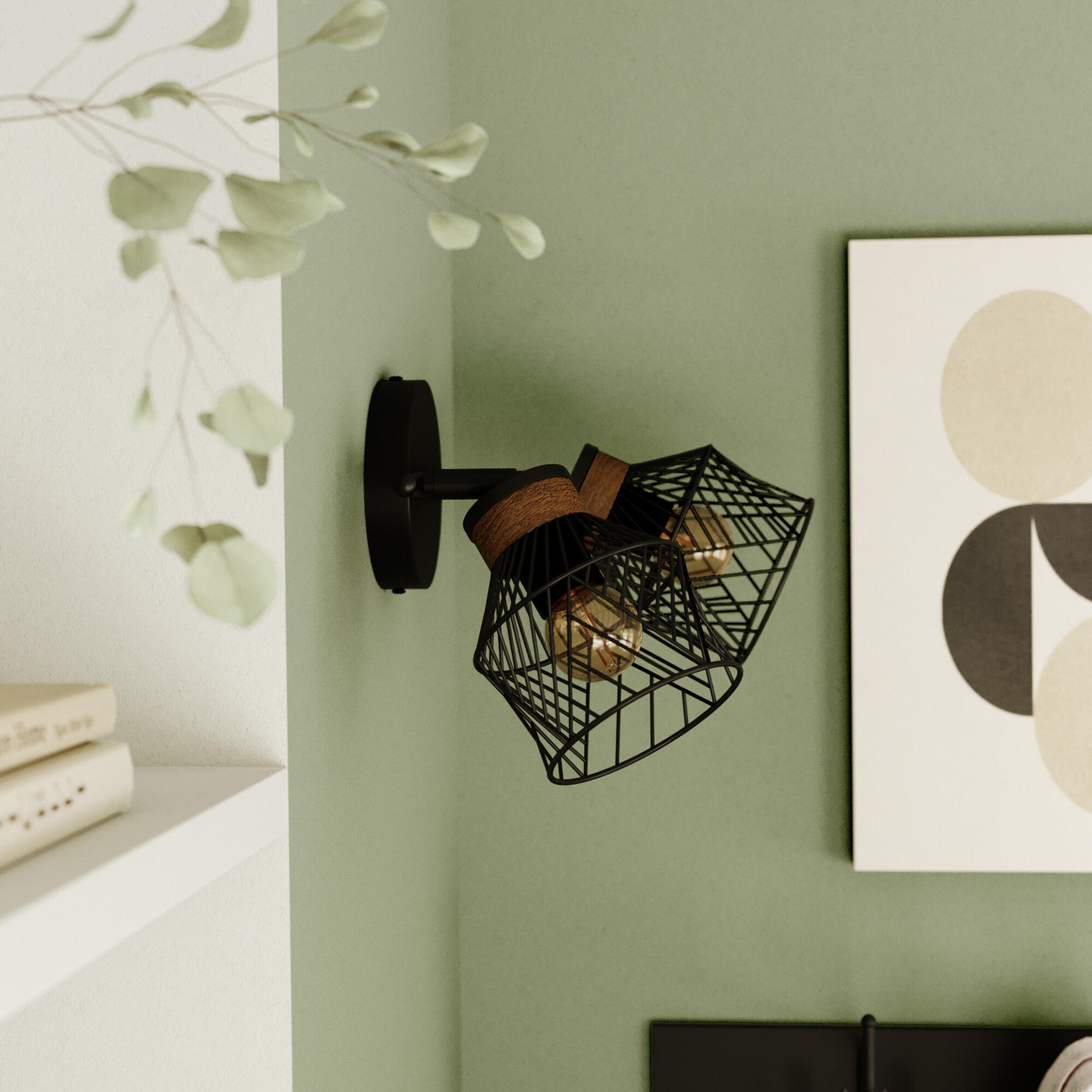 Listwa reflektorowa Kanel czarna z drewnem E27 Inspire - 3