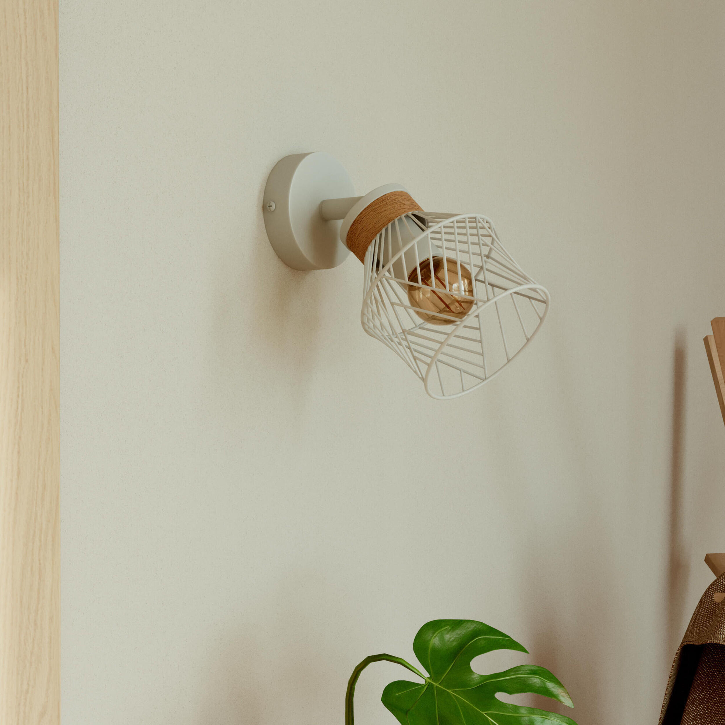 Foco INSPIRE Kanel E27 madera y blanco - 9