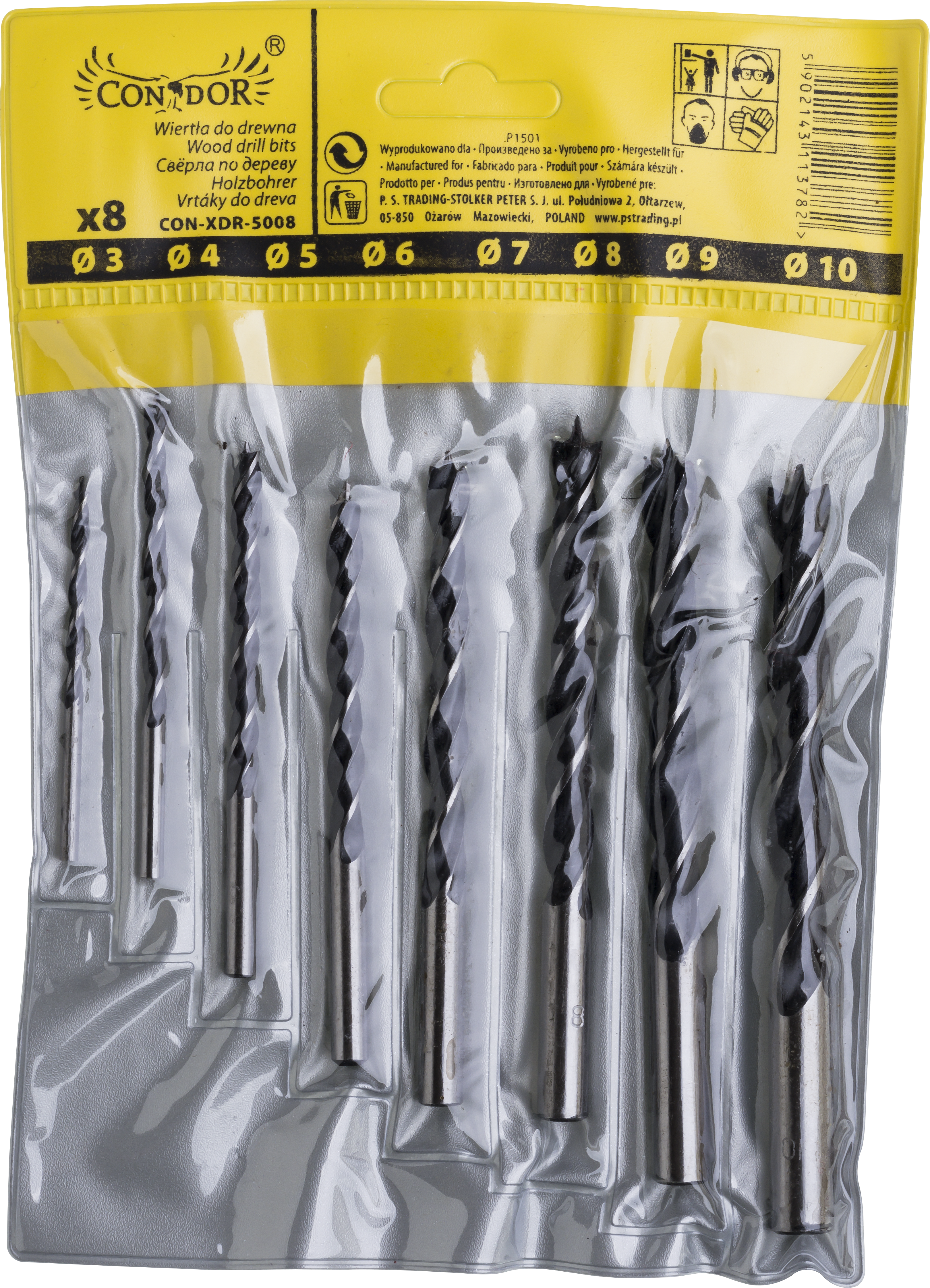 Zestaw wierteł do drewna 3-10 mm 8 szt. CONDOR - 2