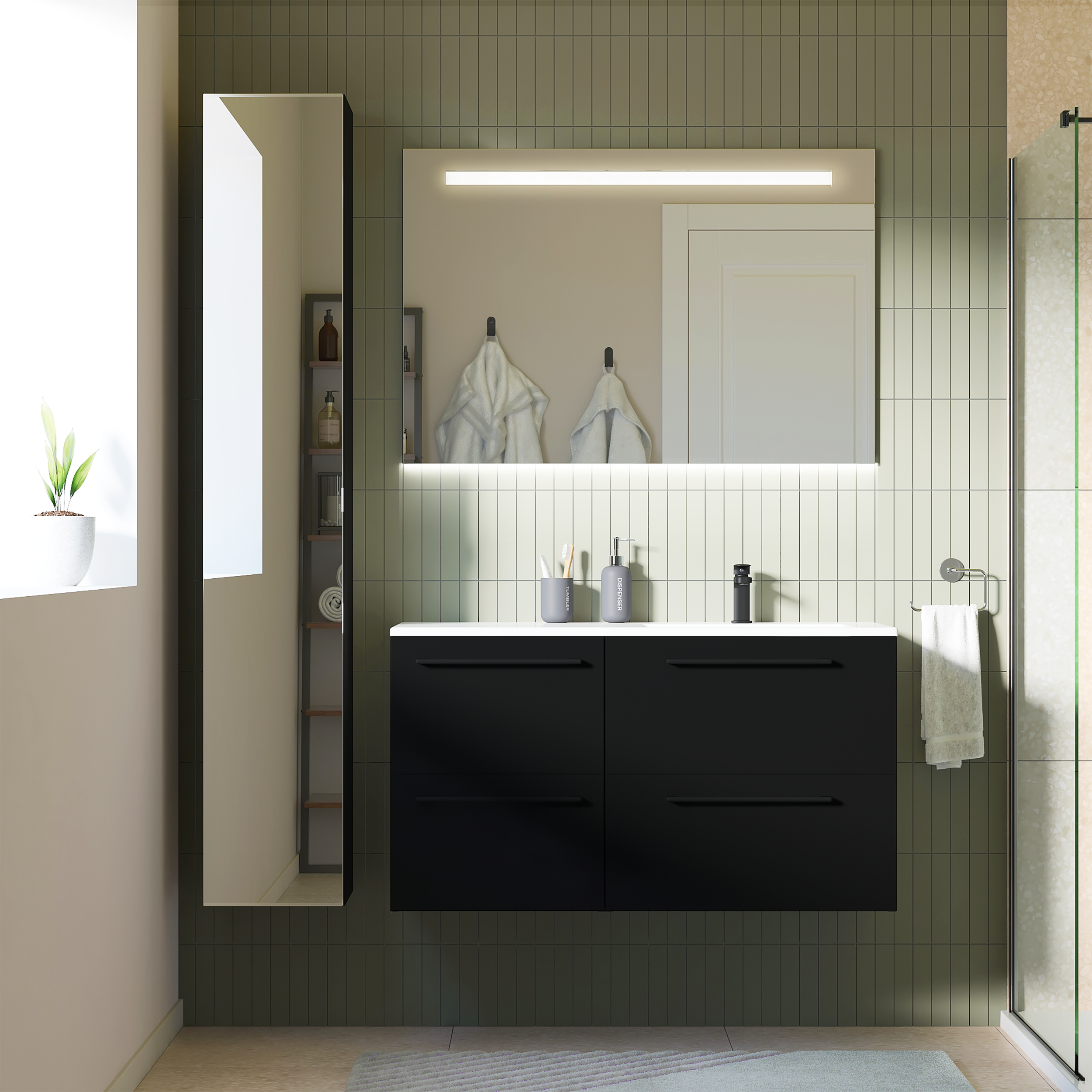 Korpus słupka modułowego Remix Black Mat 173 x 30 x 33 Sensea - 12