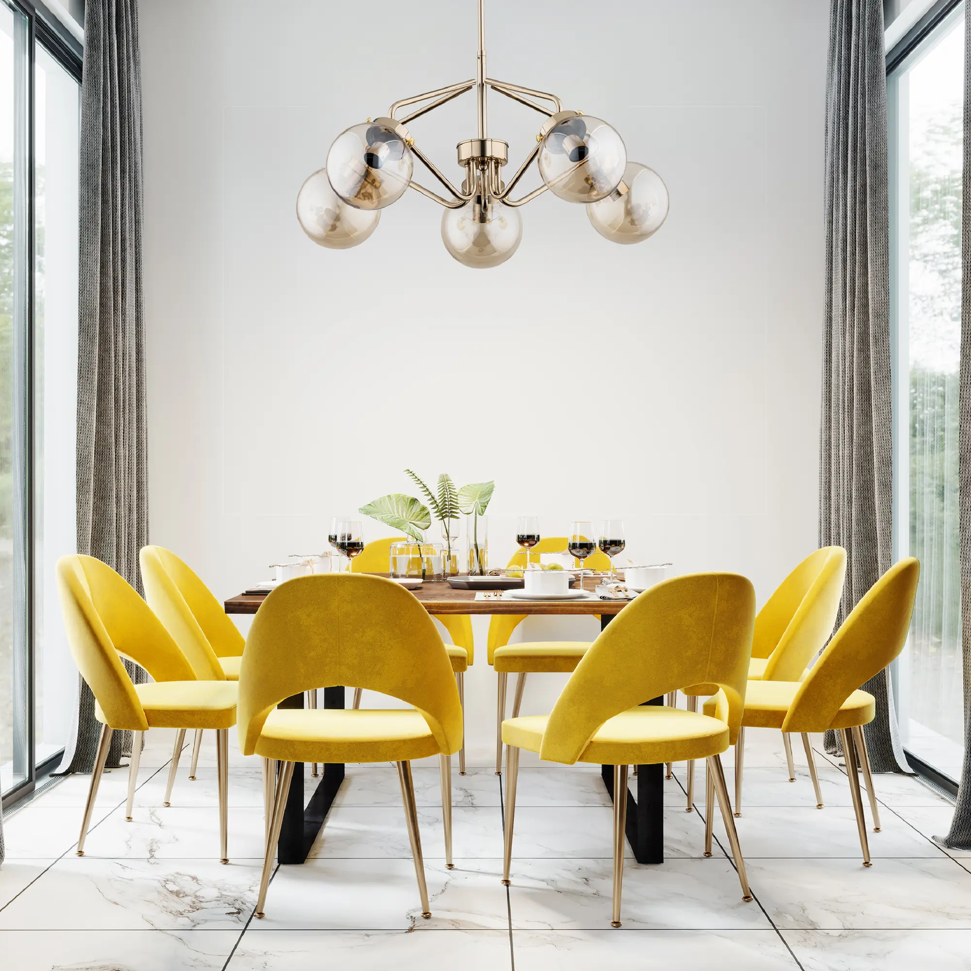 Lampa wisząca Barsum złota 5 x E14 Alfa - 2