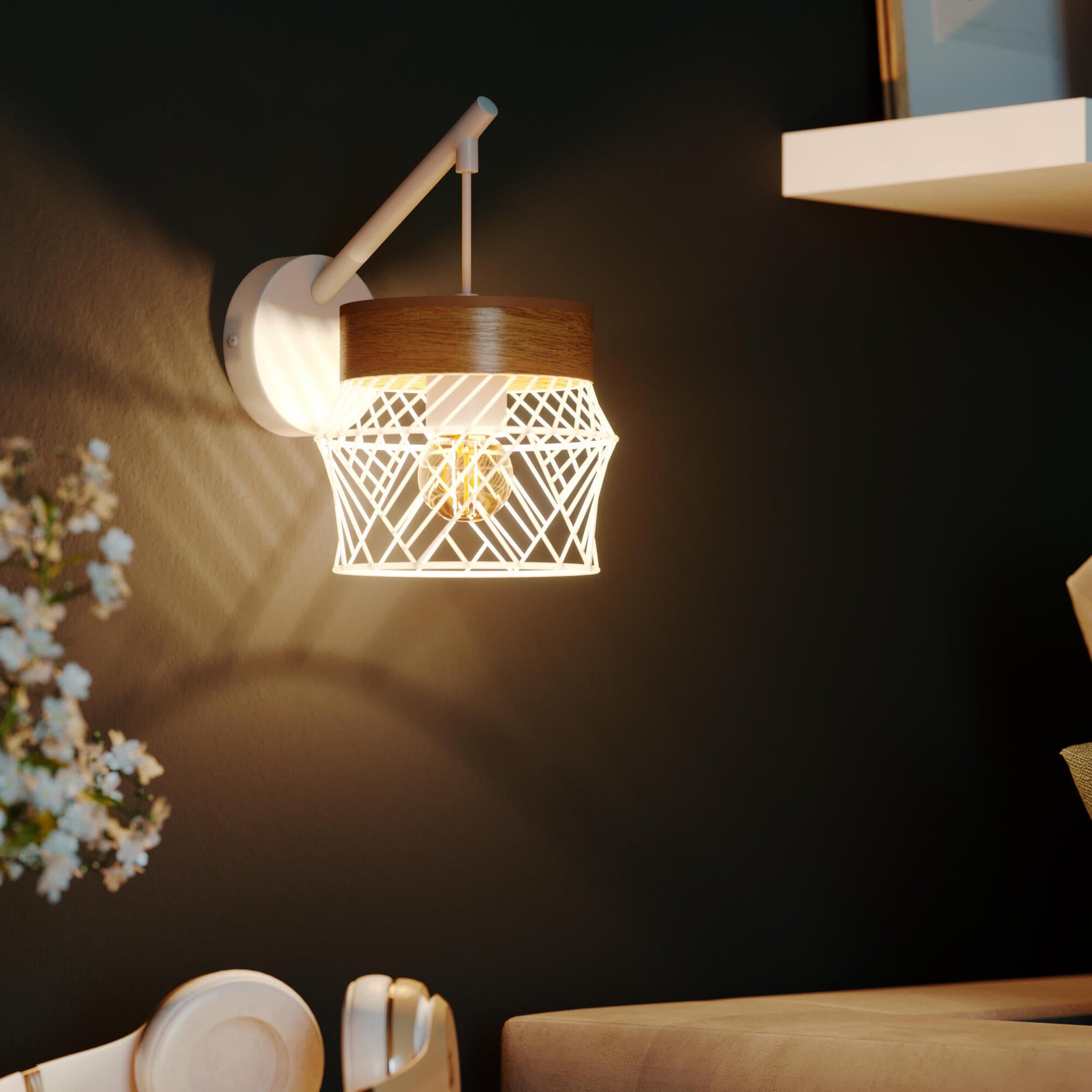 Kinkiet Kanel biały z drewnem E27 Inspire - 9