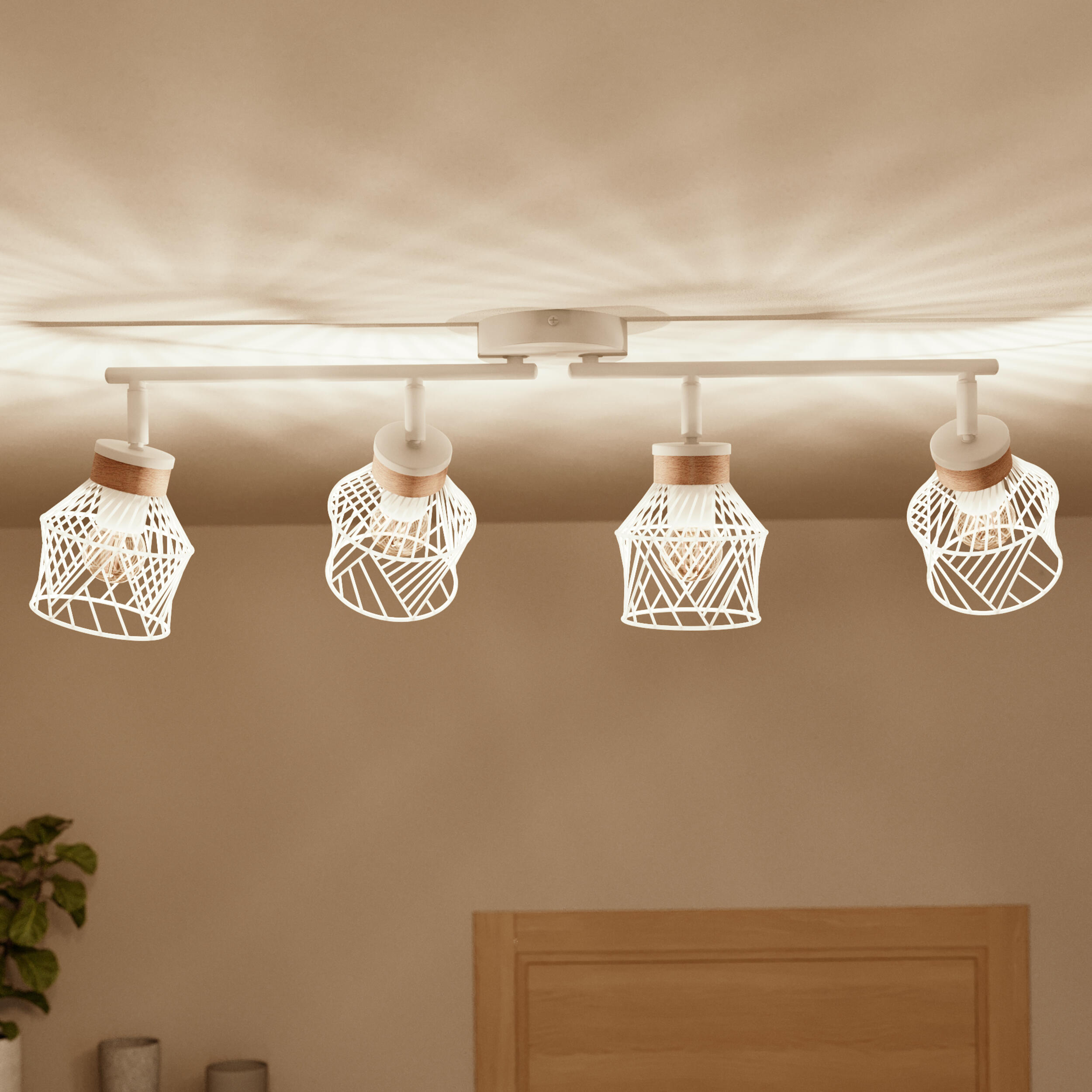 Listwa reflektorowa Kanel biała z drewnem E27 Inspire - 3