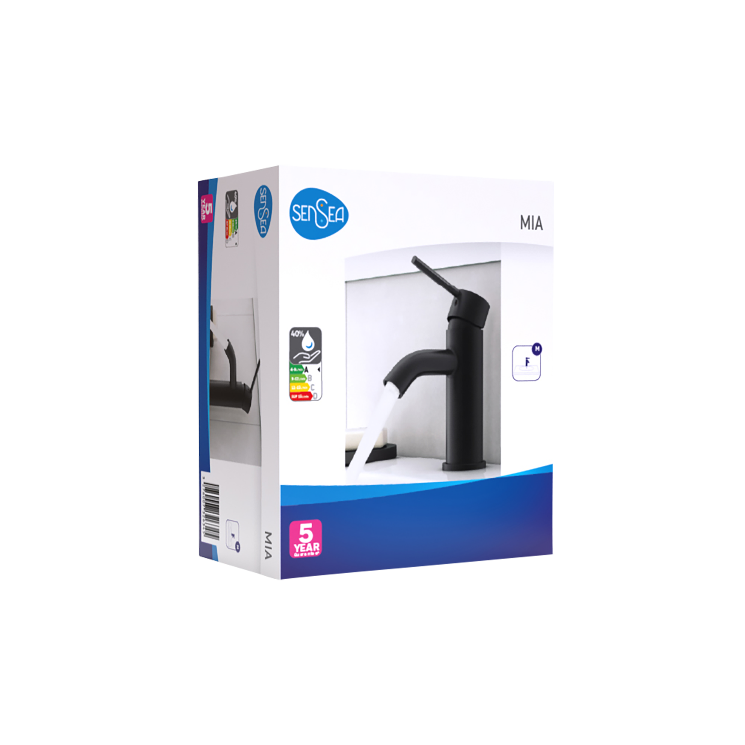 Grifo de lavabo SENSEA Mia monomando negro mate. Latón - 7