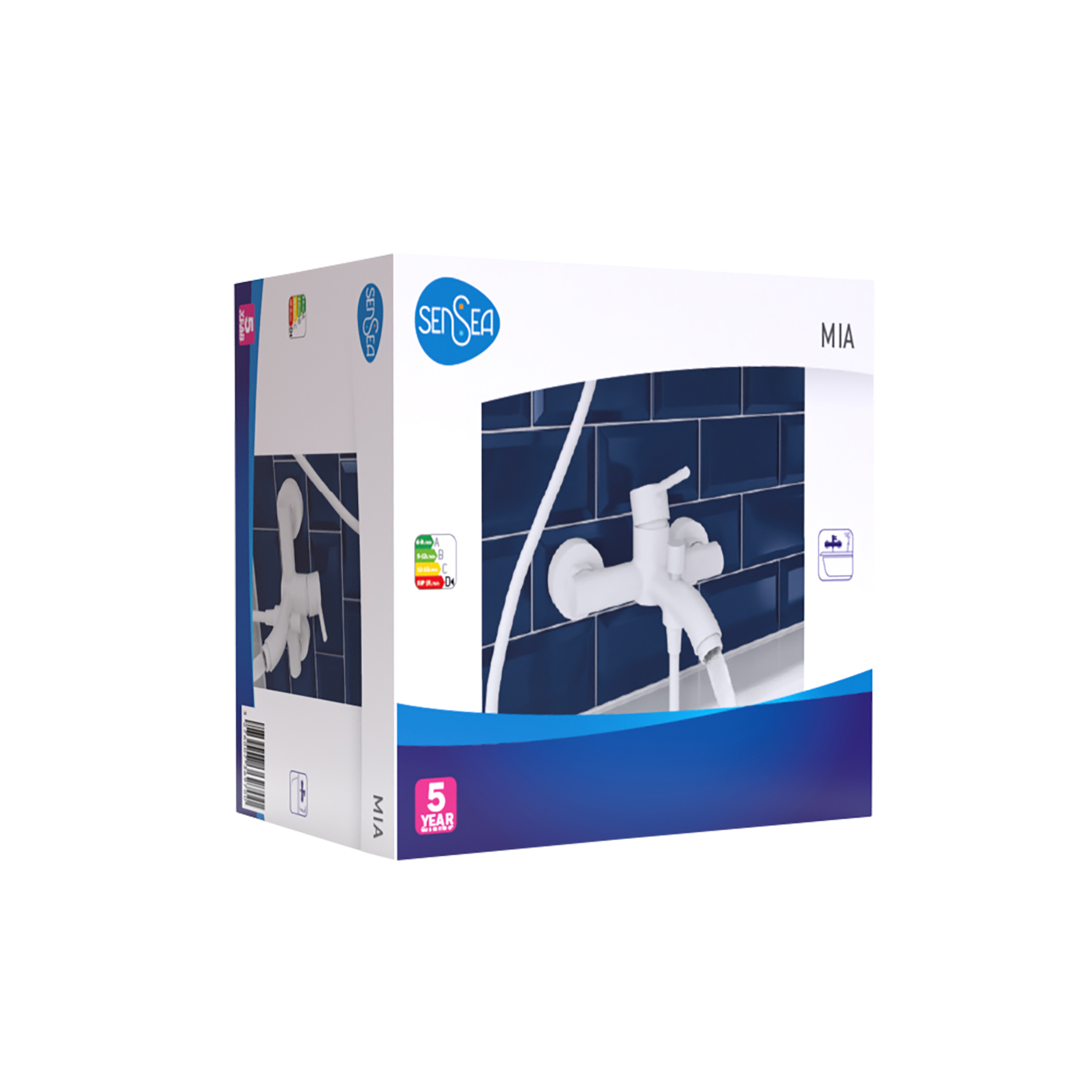 Grifo de bañera monomando SENSEA Mia blanco mate Latón - 12