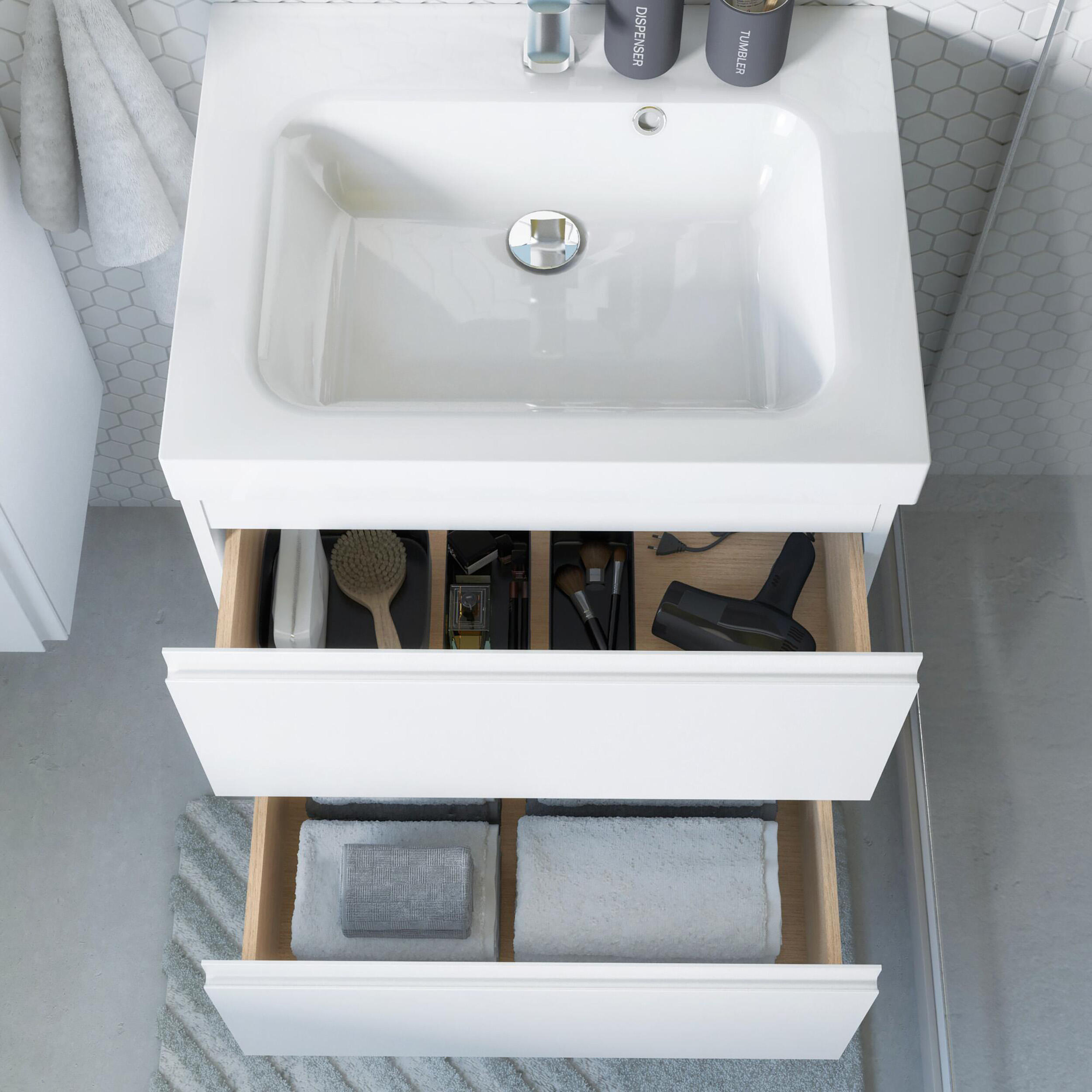 Szafka pod umywalkę Remix Biały Mat 60 Sensea - 4