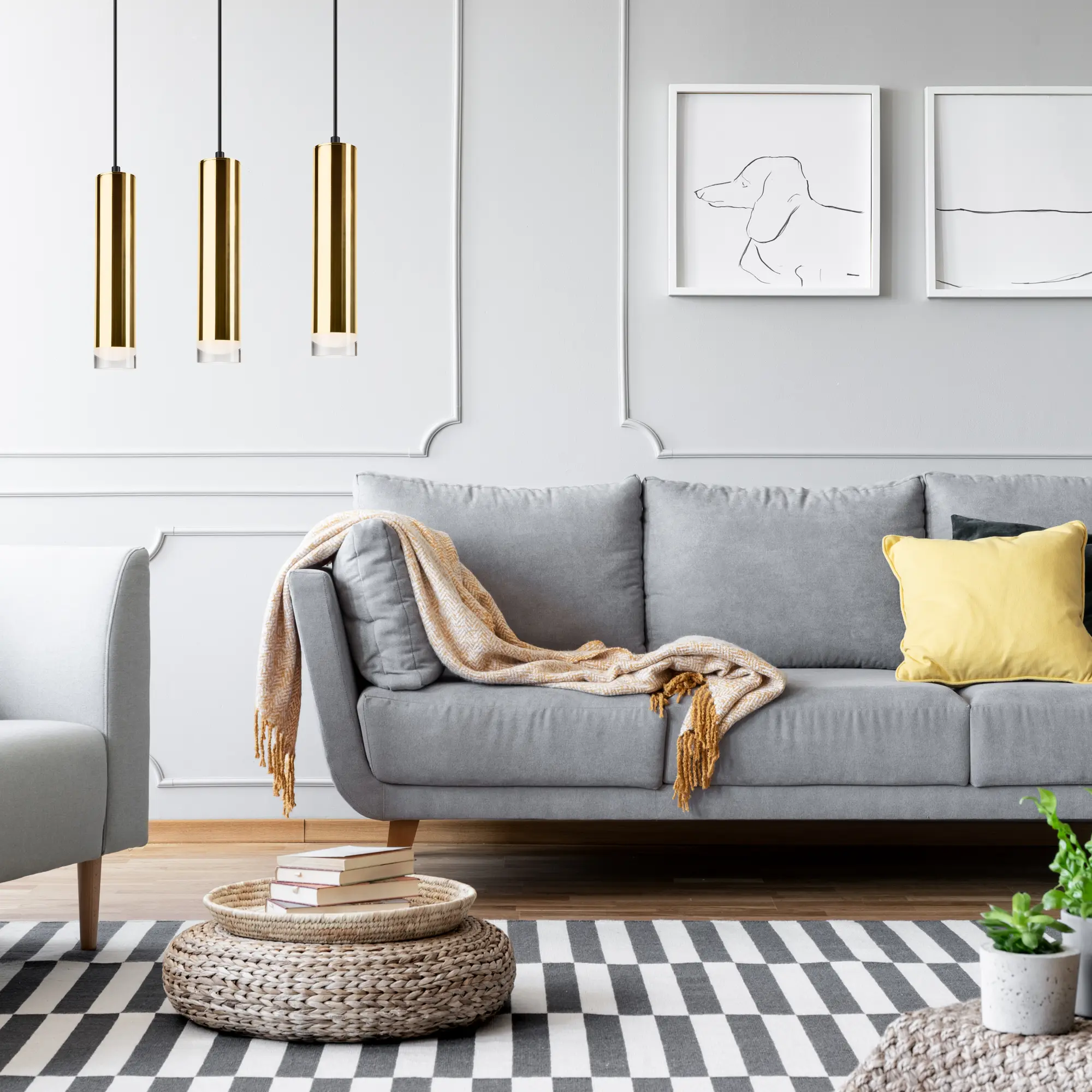 Żyrandol Diego 3 x E27 złoty Lamkur - 3