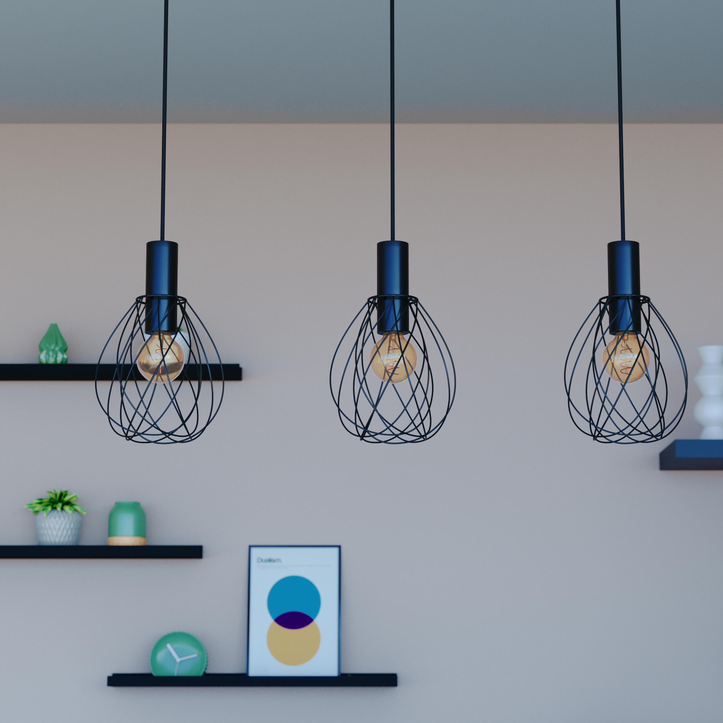 Lampa wisząca Merone czarna E27 Inspire - 6