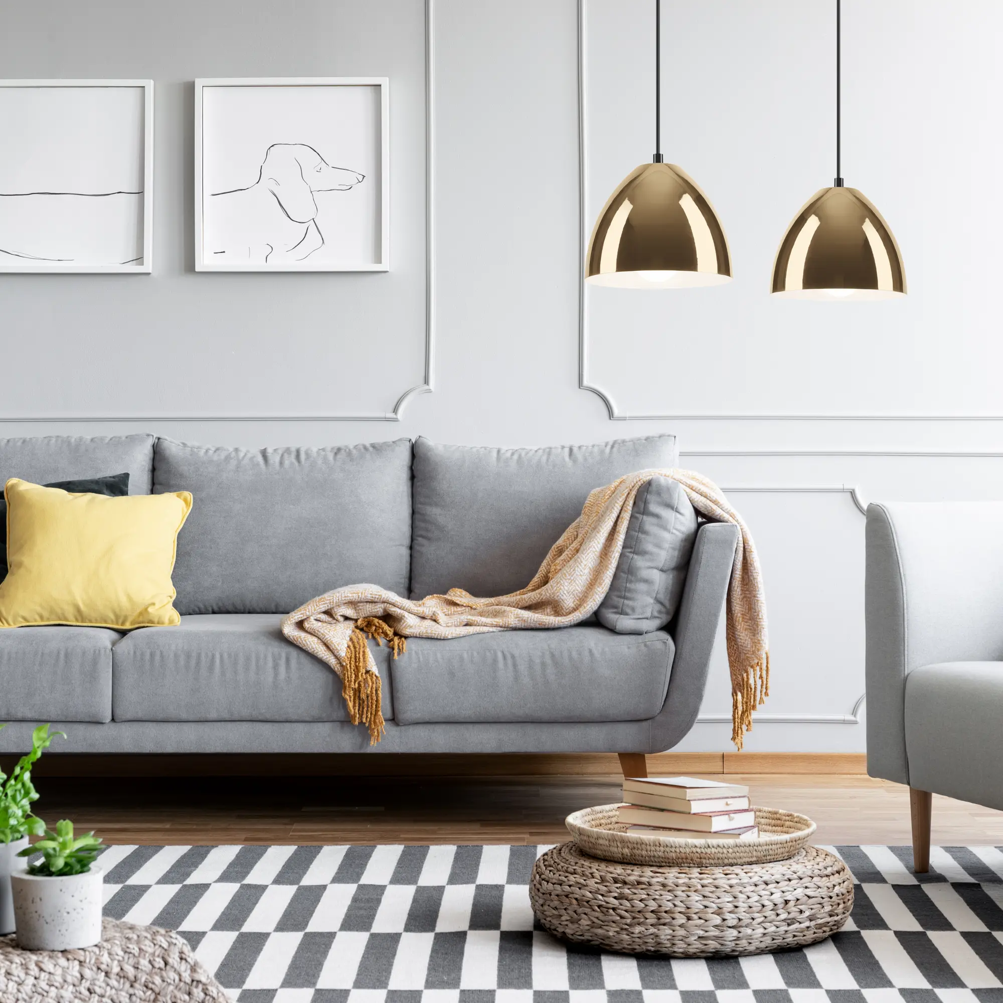 Żyrandol Mia 2 x E27 złoty Lamkur - 2