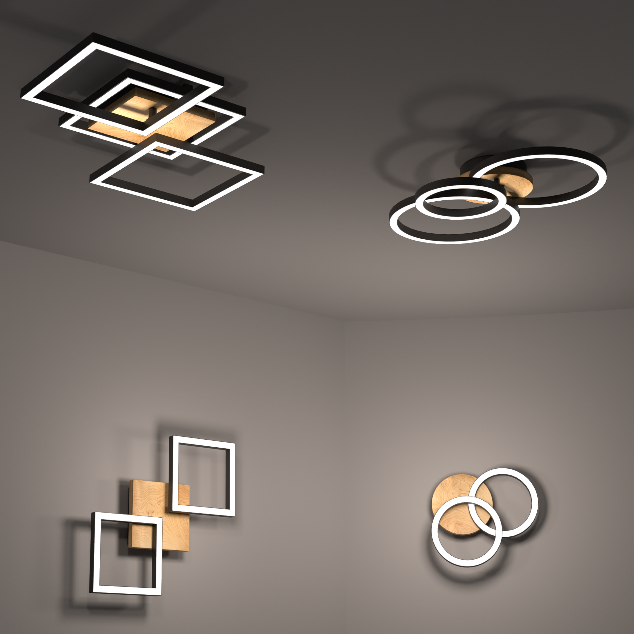 Plafon Rog czarny z drewnem LED Inspire - 4