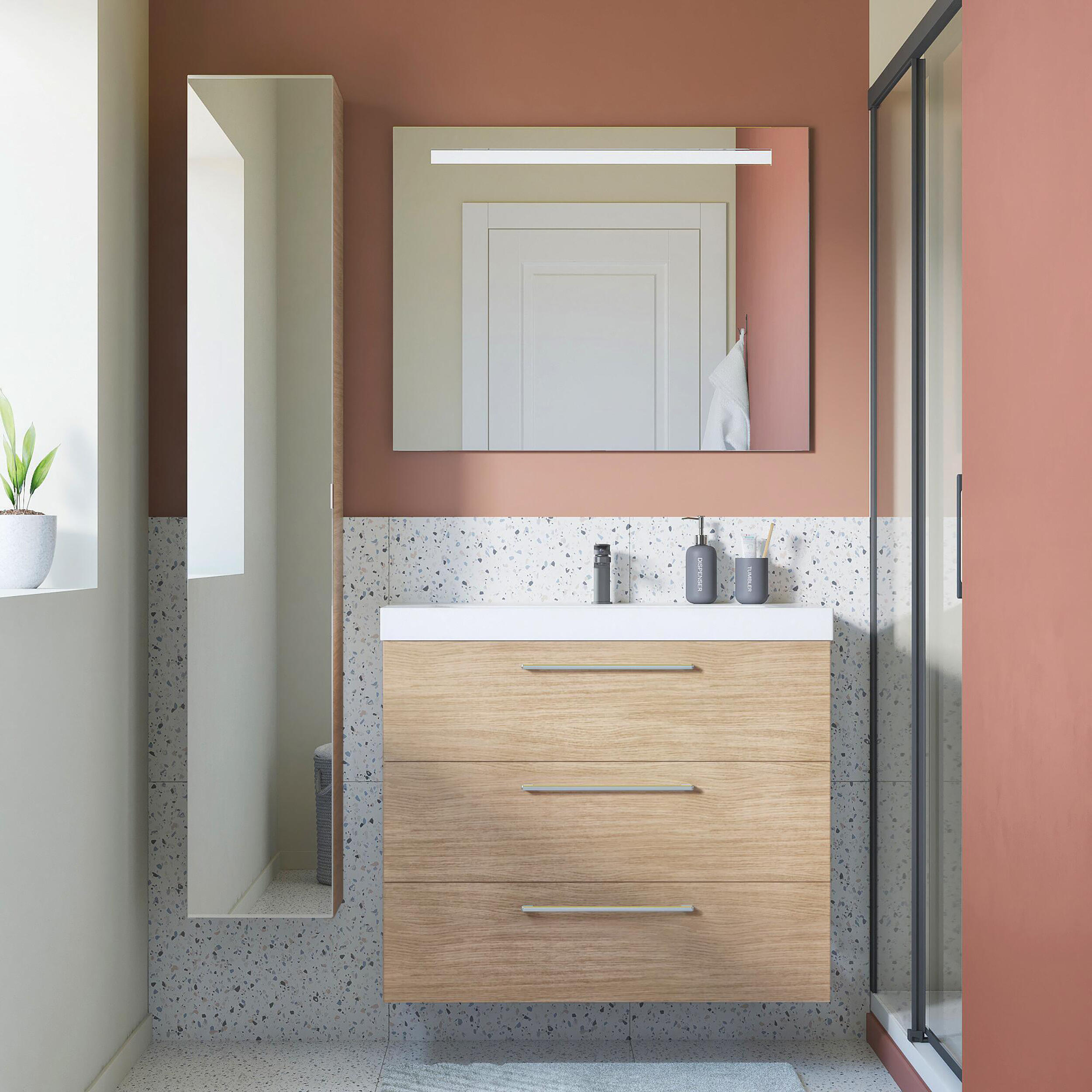 Mueble de baño con lavabo remix roble 90x46 cm
